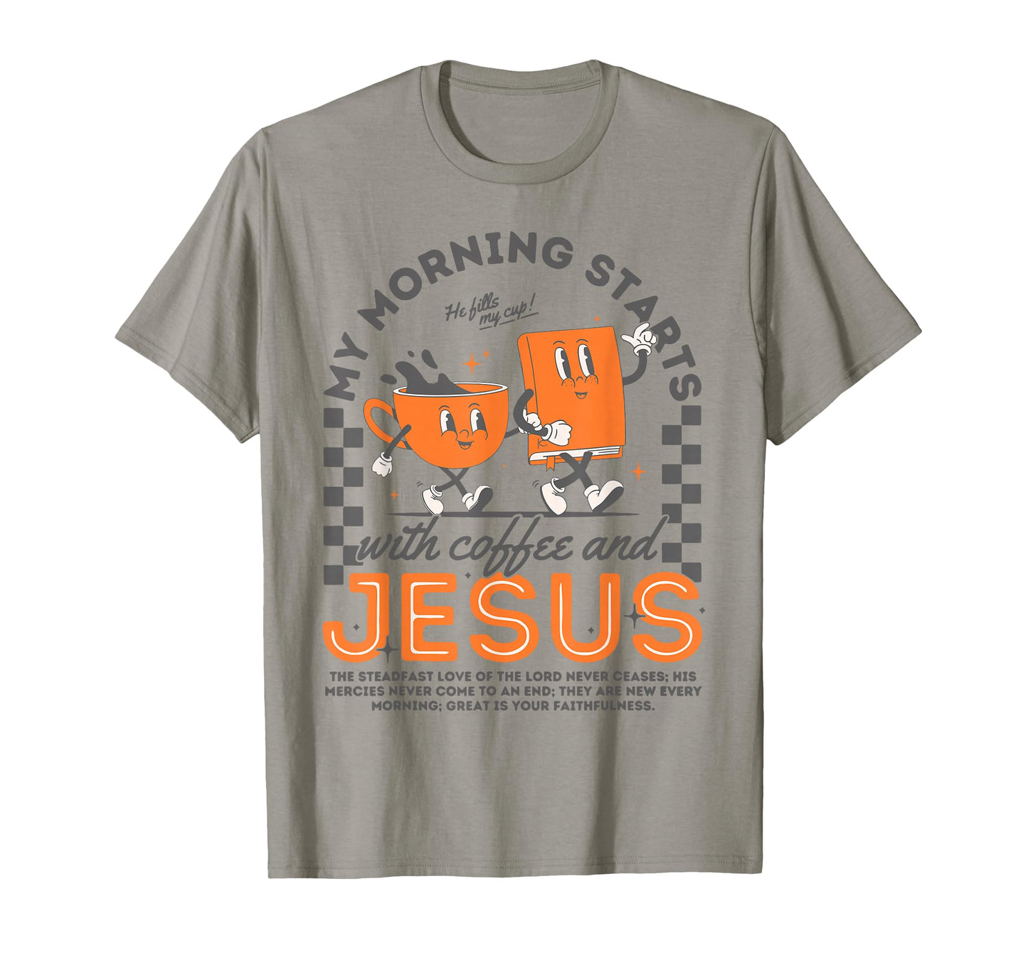 My Morning Starts With Coffee And Jesus Autumn Fall Leaves T-Shirt