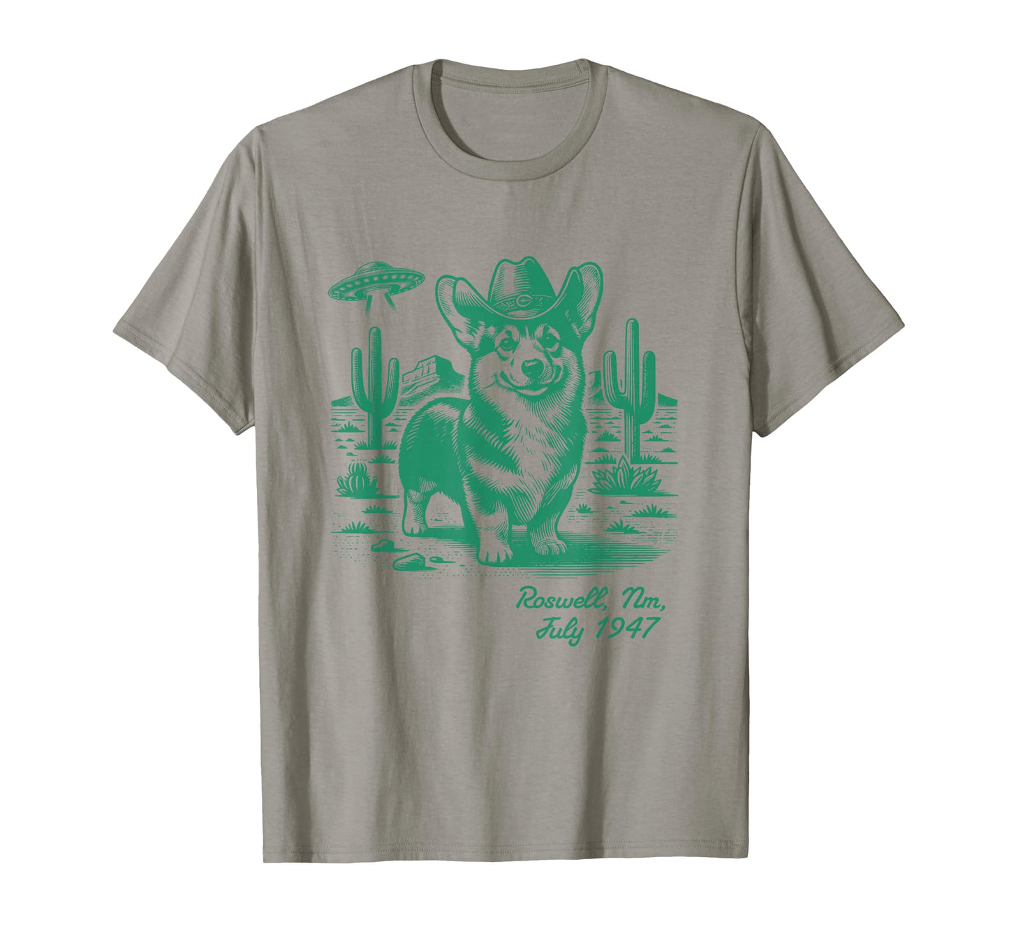 Corgi Cowboy Cowgirl UFO Retro Western Country Dog Mom T-Shirt