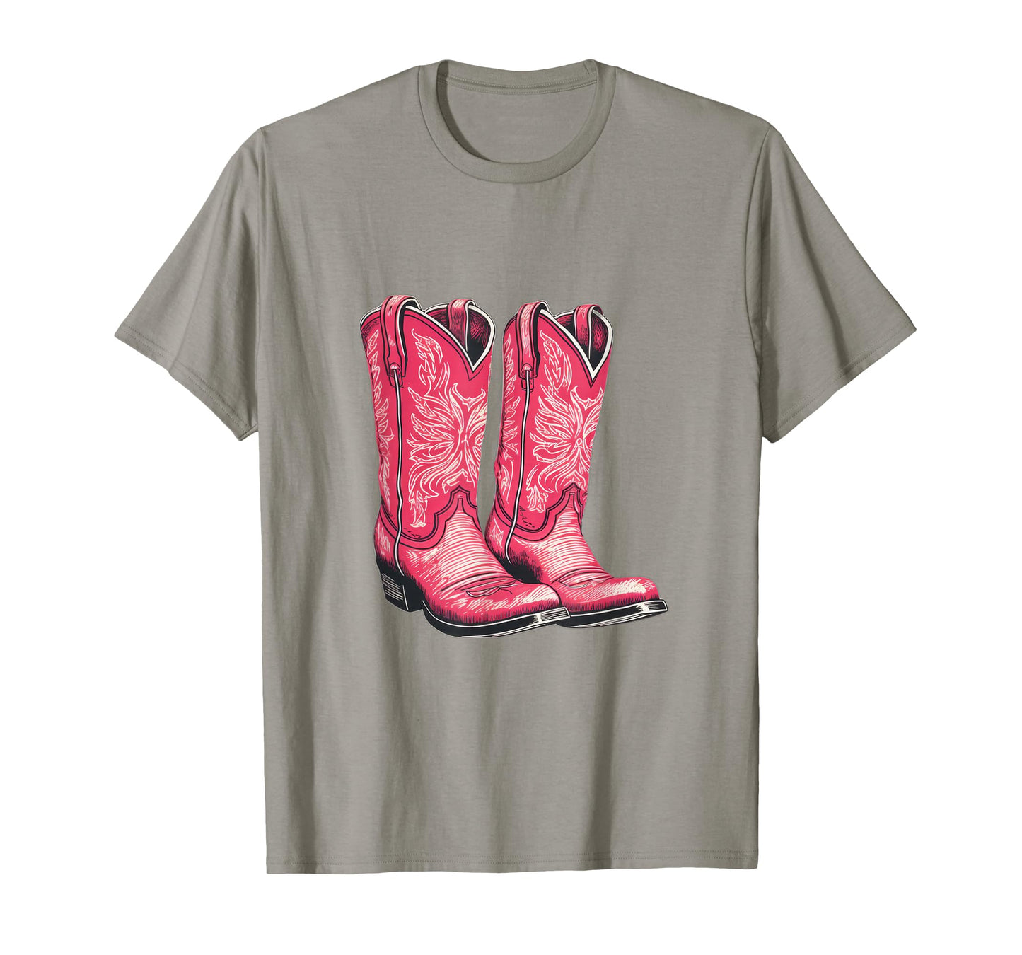 Pink Cowboy Boots Graphic Tee for Men Women Vintage Design T-Shirt