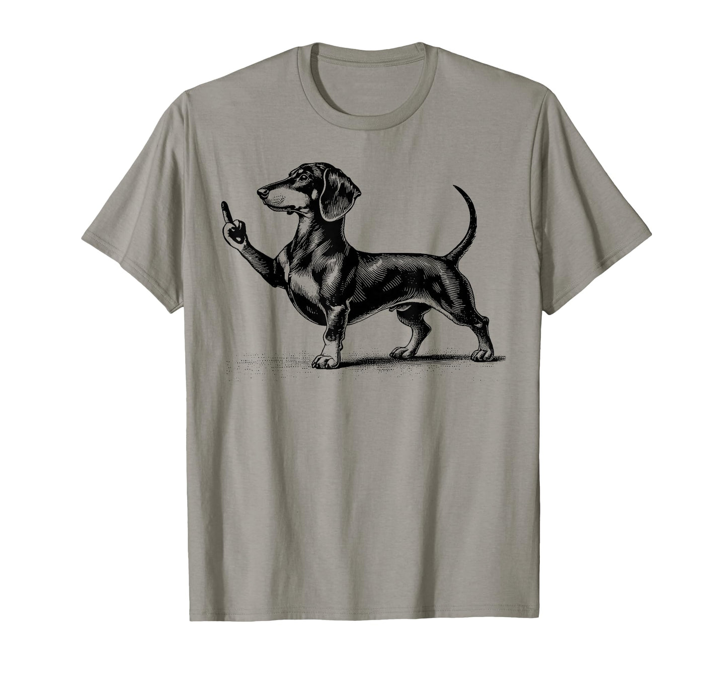 Black Dachshund with Middle Finger T-Shirt