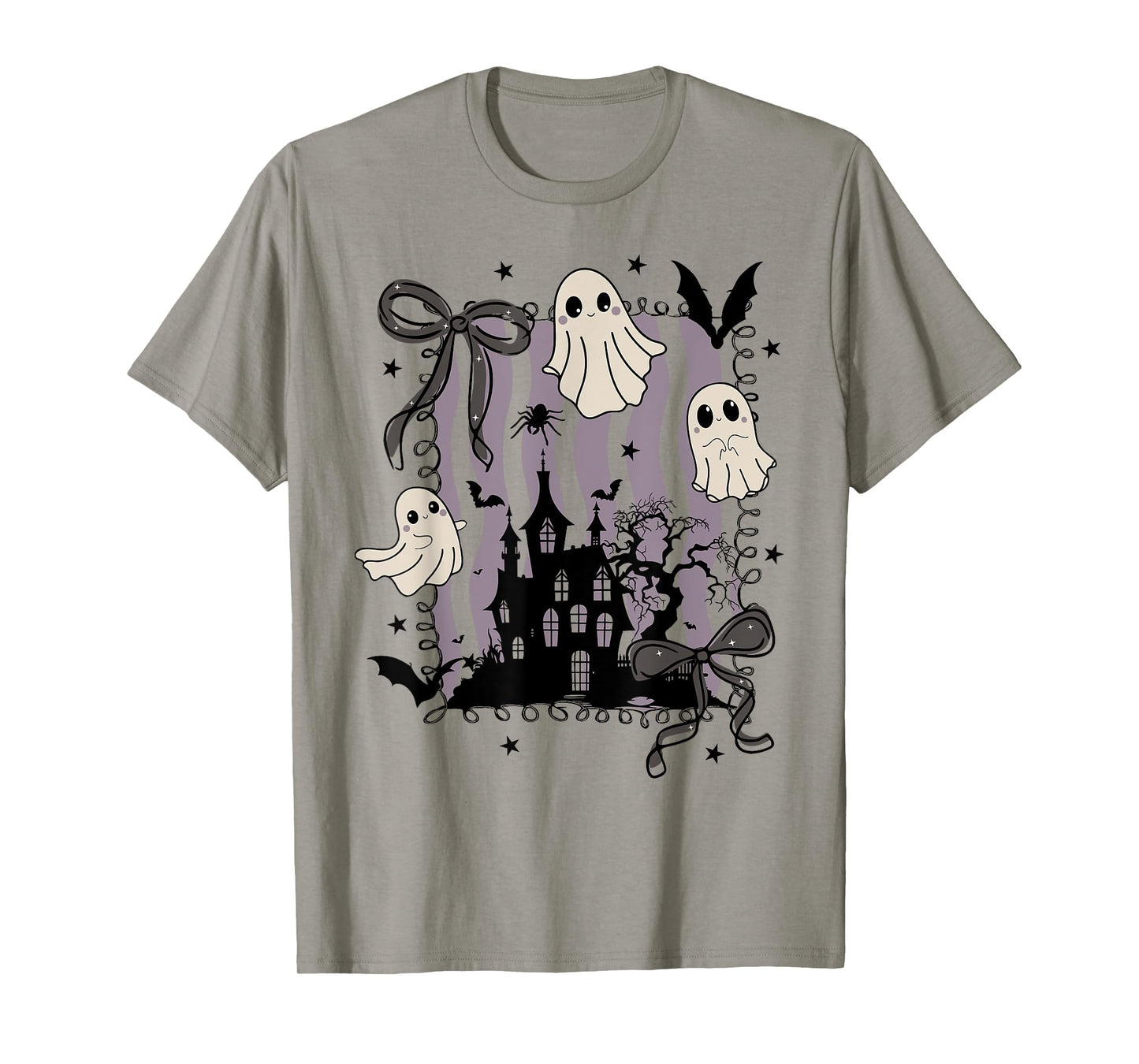 Funny Preppy Spooky Ghost Boo Coquette Bow Halloween Season T-Shirt