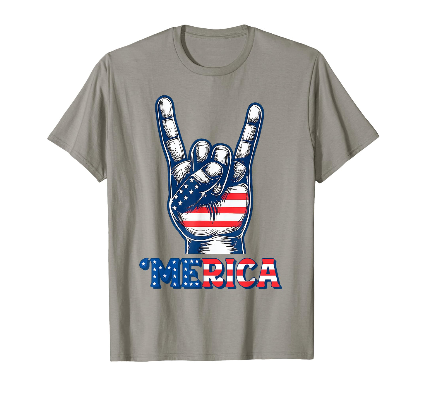 Merica Rock Sign 4th of July Vintage Retro American Flag T-Shirt