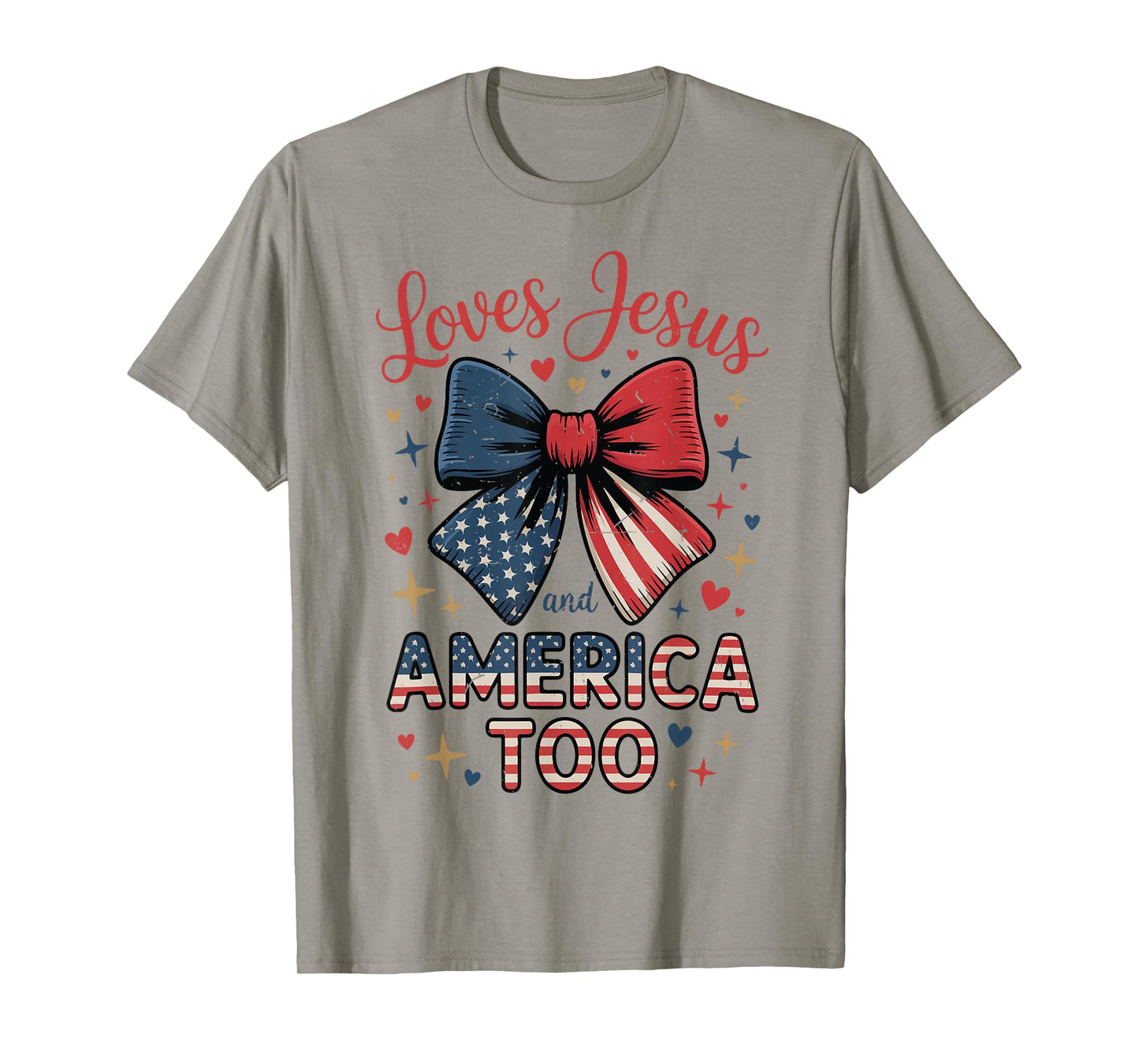 Toddler She Loves Jesus And America Too 4th July Bow Girl T-Shirt