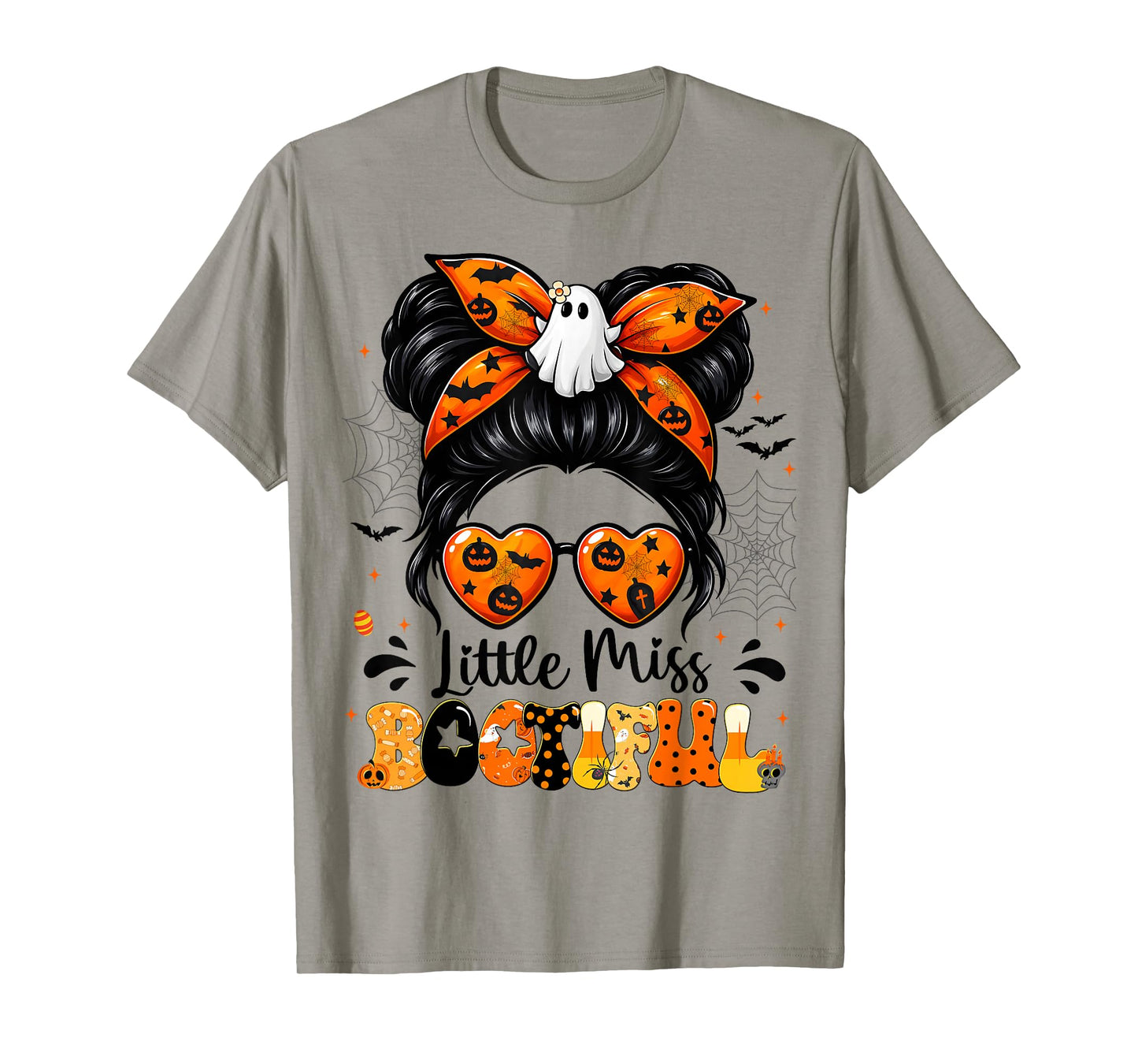 Little Miss Bootiful Messy Bun Halloween Costumes Girl Kid T-Shirt