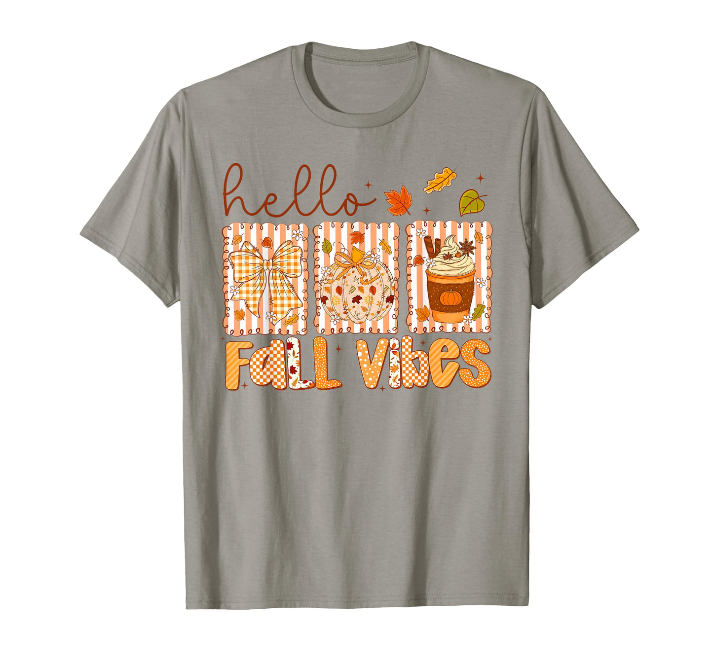 Hello Fall Vibes Coquette Bow Pumpkin Spice Thanksgiving T-Shirt