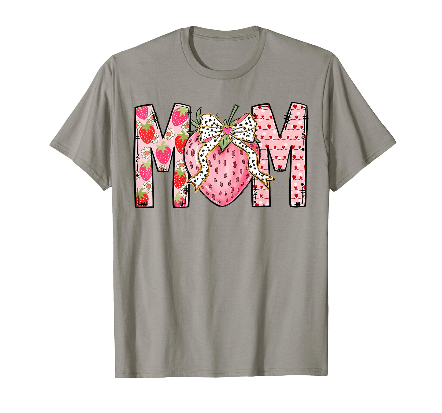 Mom Strawberry Coquette Bow Happy Valentine's Day 2025 T-Shirt