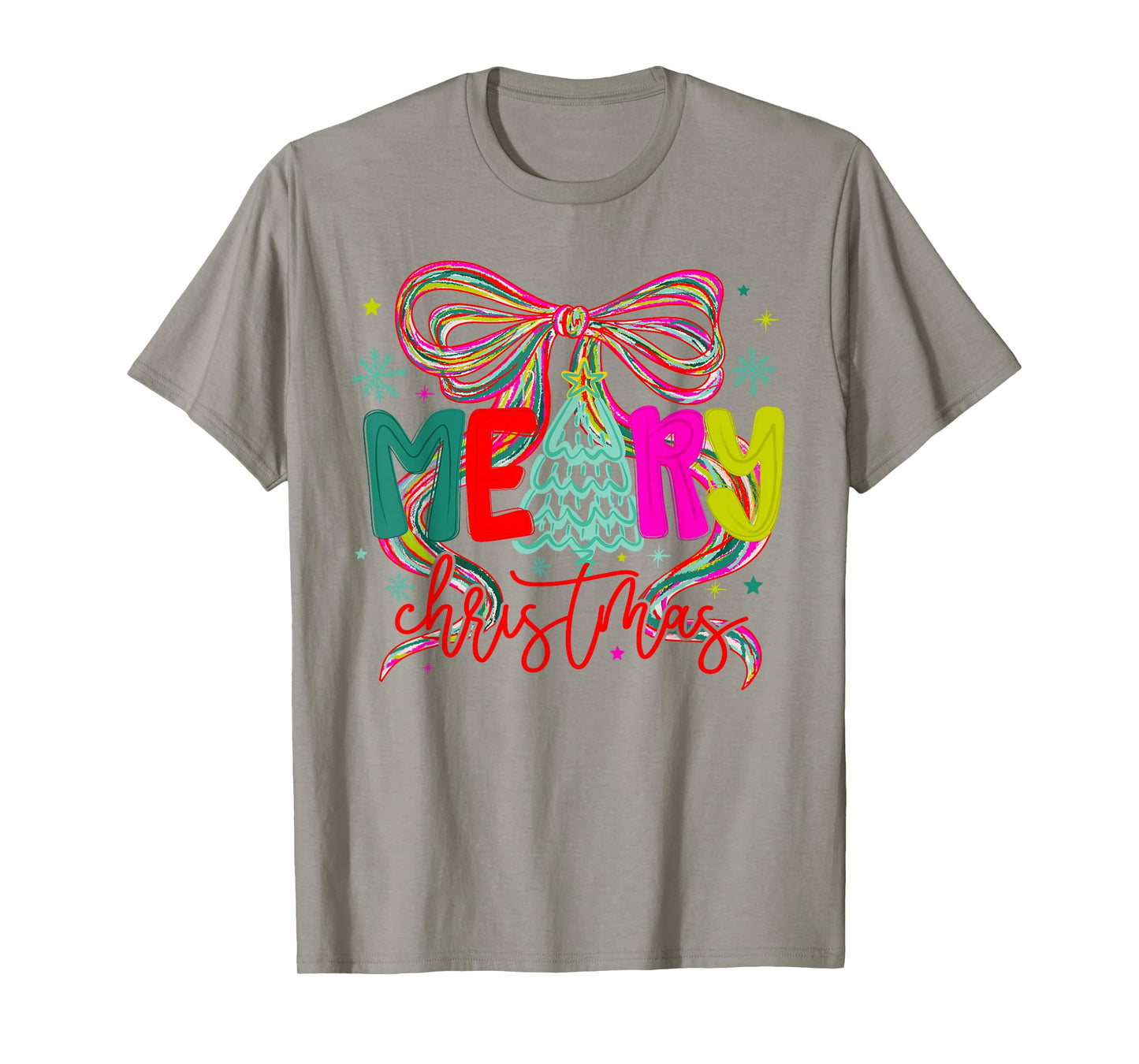 Coquette Bow Merry Christmas Preppy Xmas Pajamas Women Kids T-Shirt
