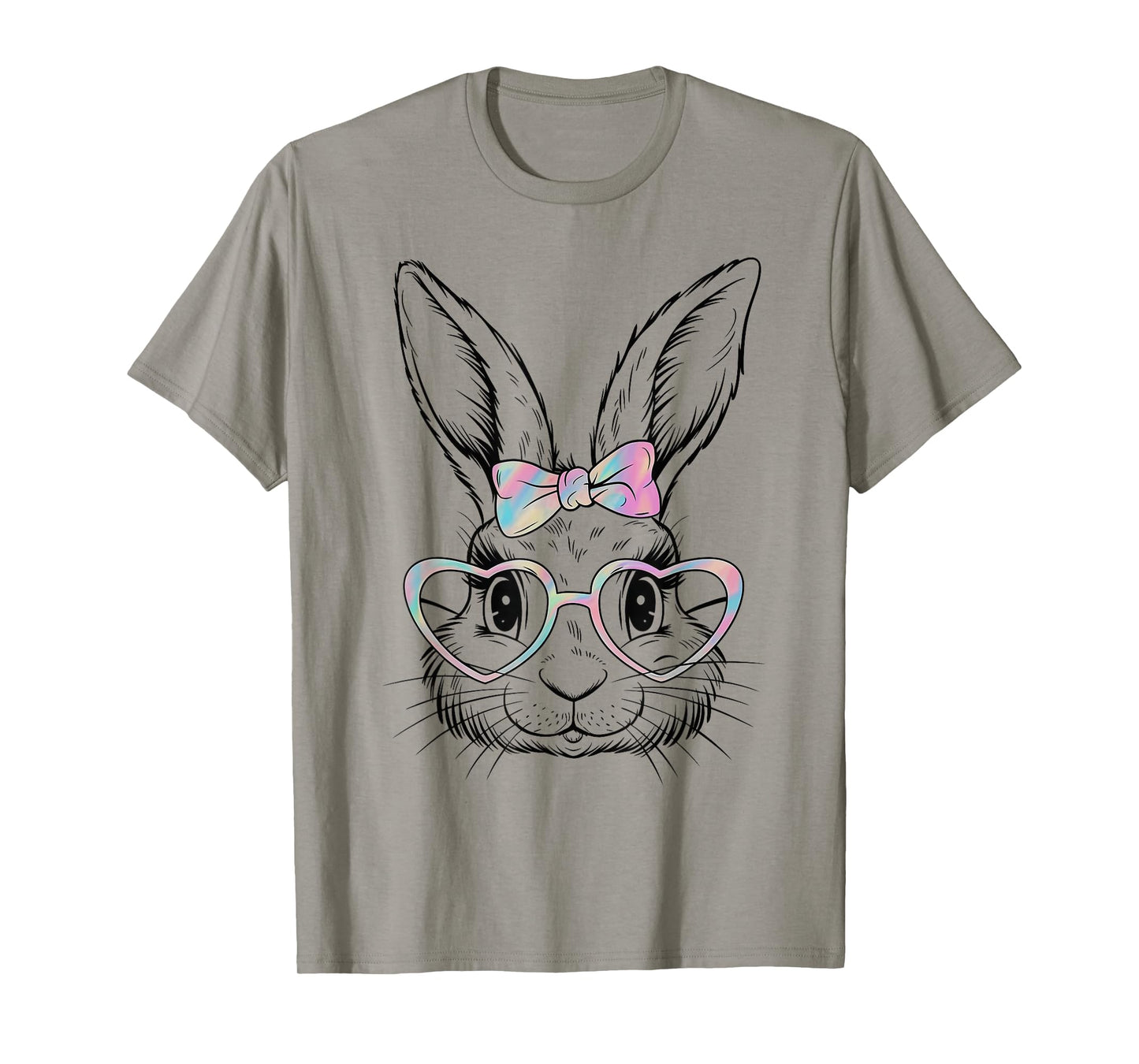 Bunny Rabbit Face Tie Dye Glasses Girl Happy Easter Day T-Shirt