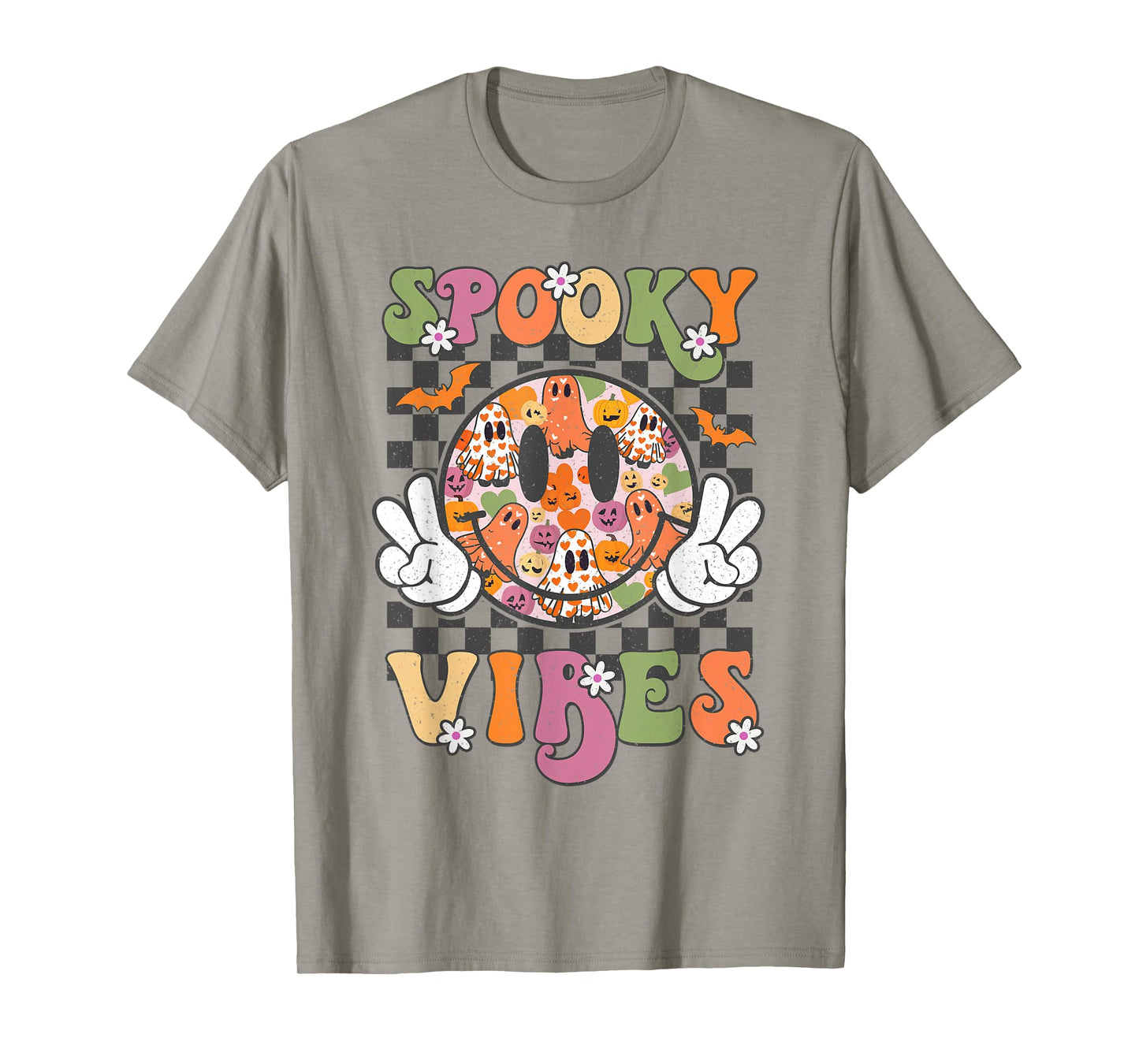 Spooky Vibes Smile Face Halloween Funny Women Teen Girl Kids T-Shirt