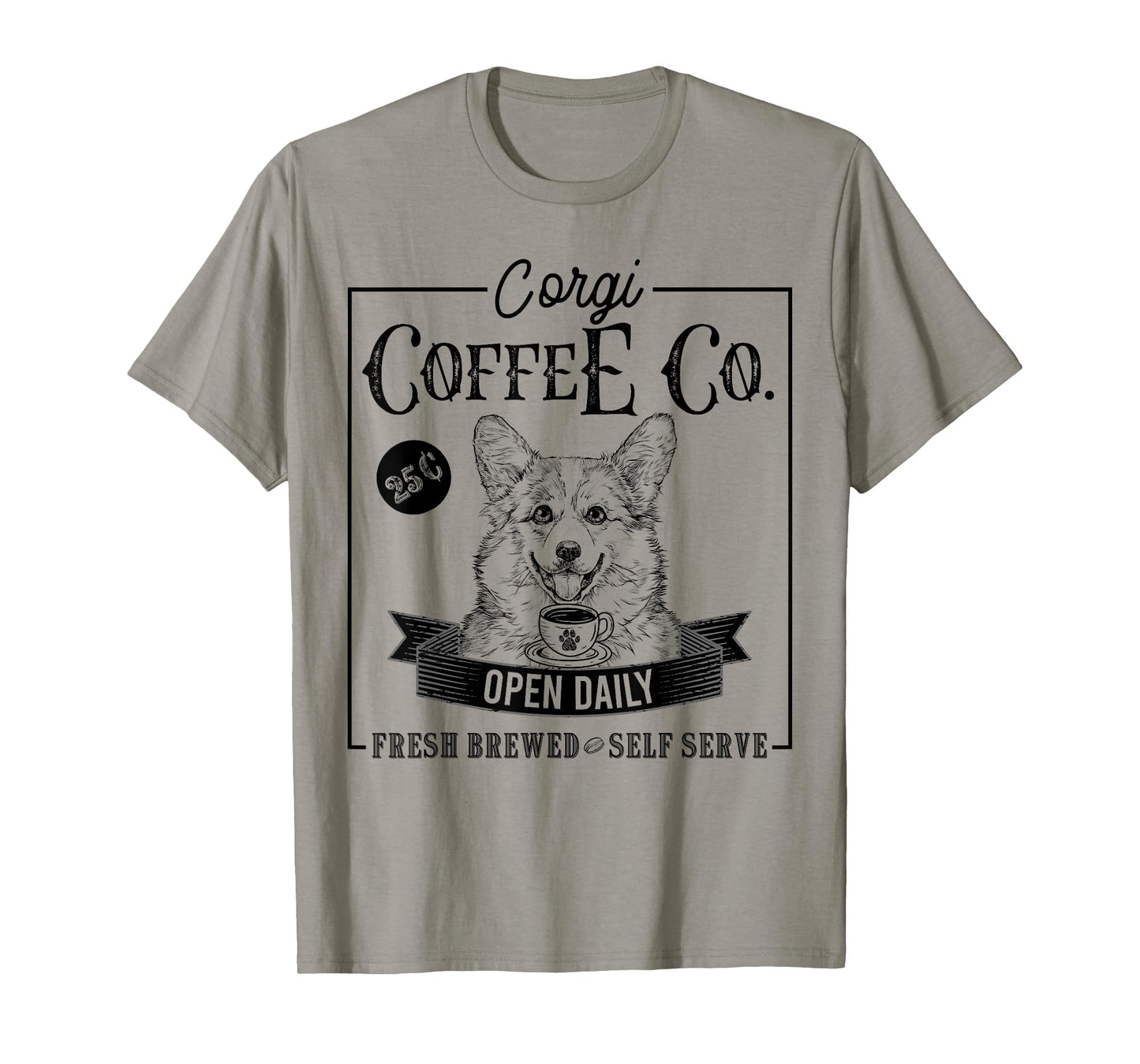 Retro Pembroke Welsh Corgi Coffee Funny Dog Mom Coffee Lover T-Shirt