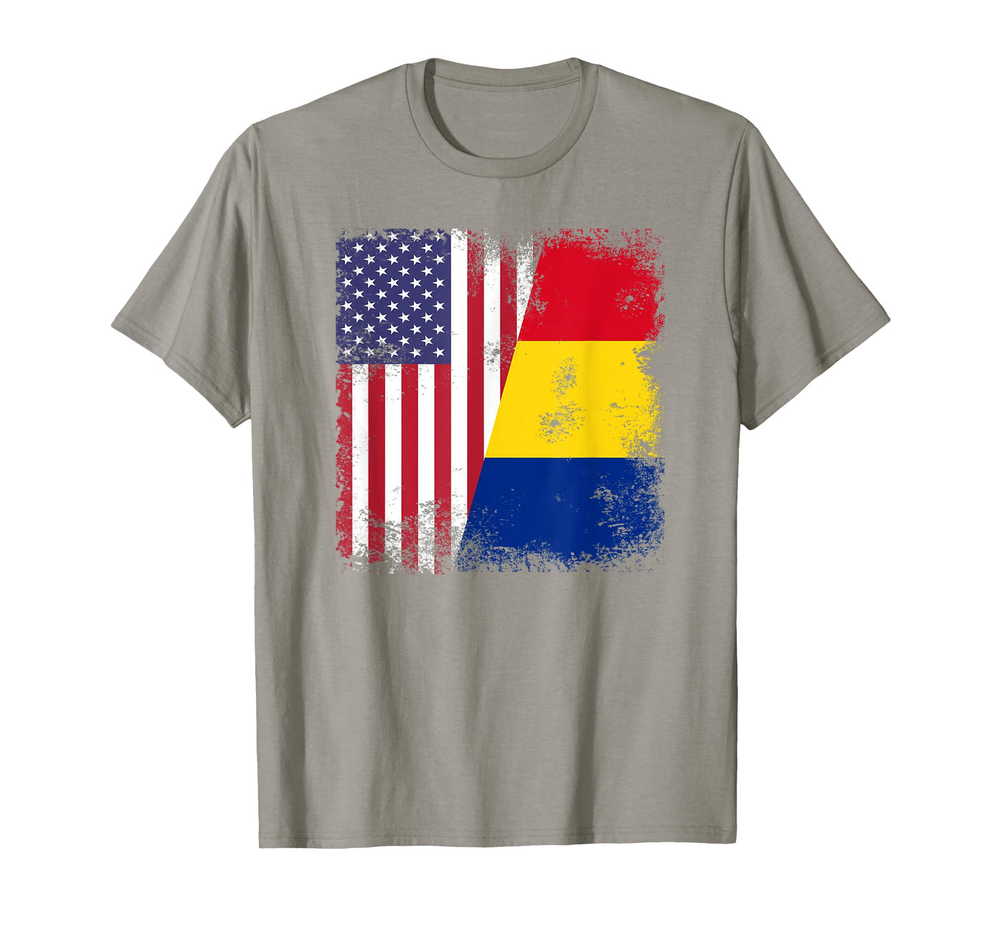 Half Romanian Flag T-Shirt | Vintage Romania USA Gift