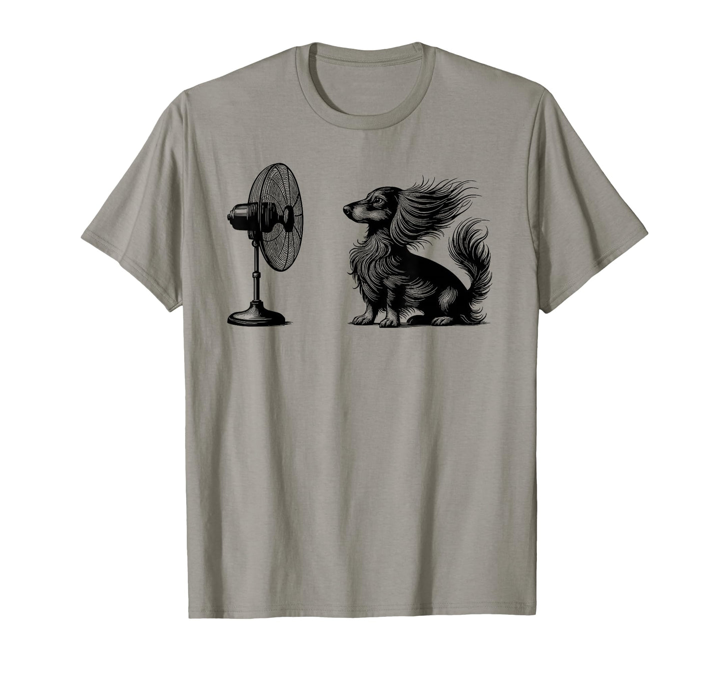 Funny Long haired Dachshund Dog with Fan Doxie Wiener Dog T-Shirt