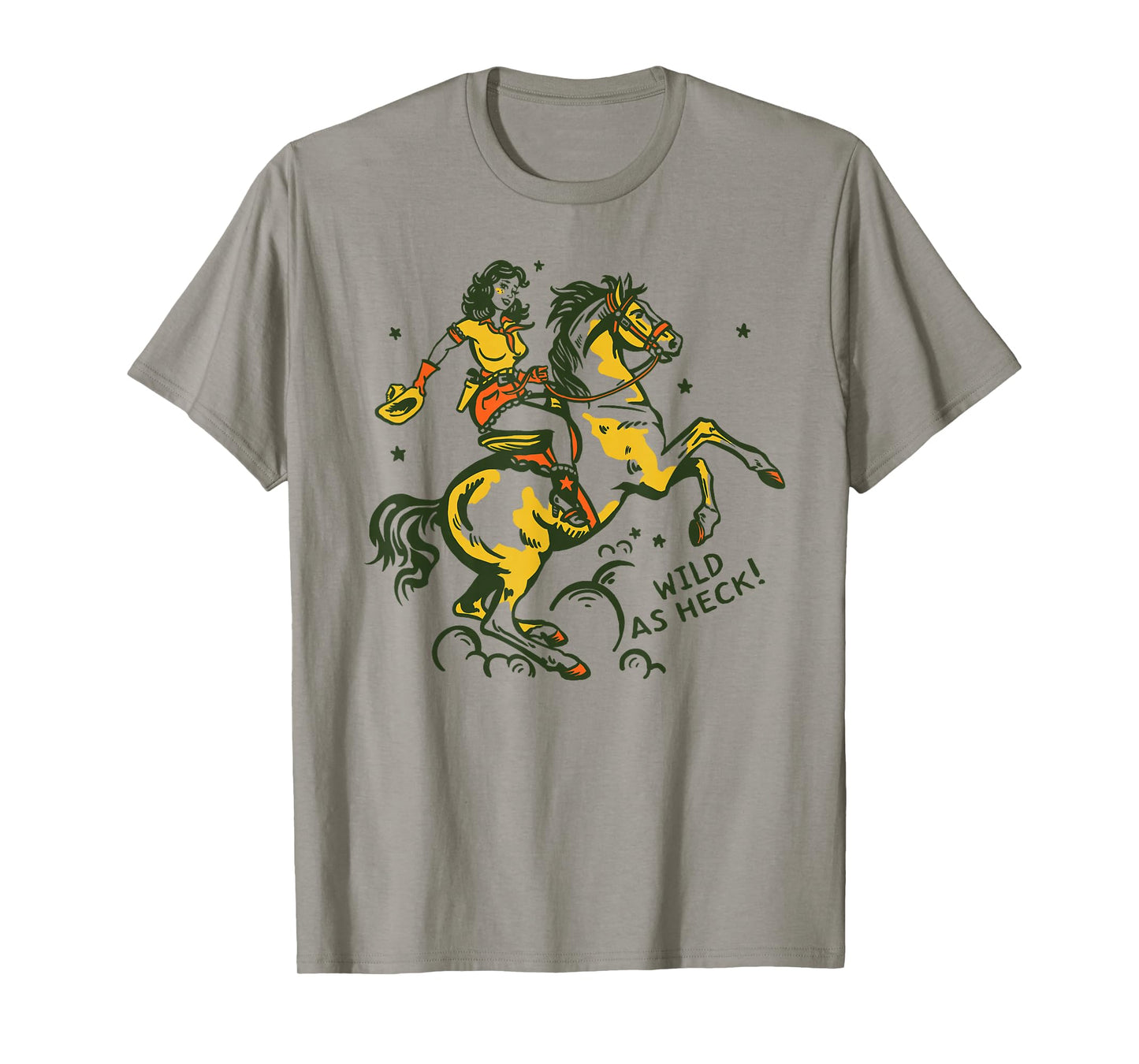 "Wild As Heck" Cute & Fun Retro Cowgirl Pinup Riding A Horse T-Shirt