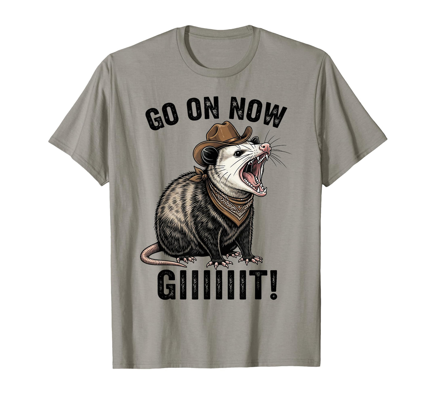 Vintage Cowboy Opossum Go On Now Giiiit Funny Western Tee T-Shirt