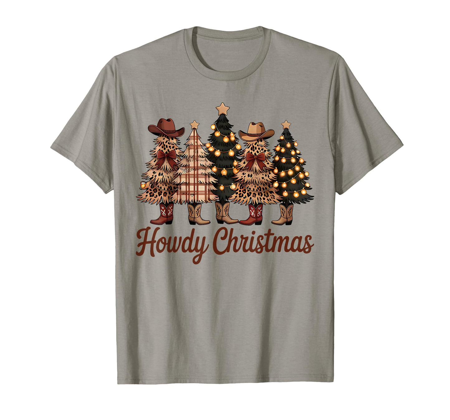 Howdy Christmas Trees Western Cowboy Boot Country T-Shirt