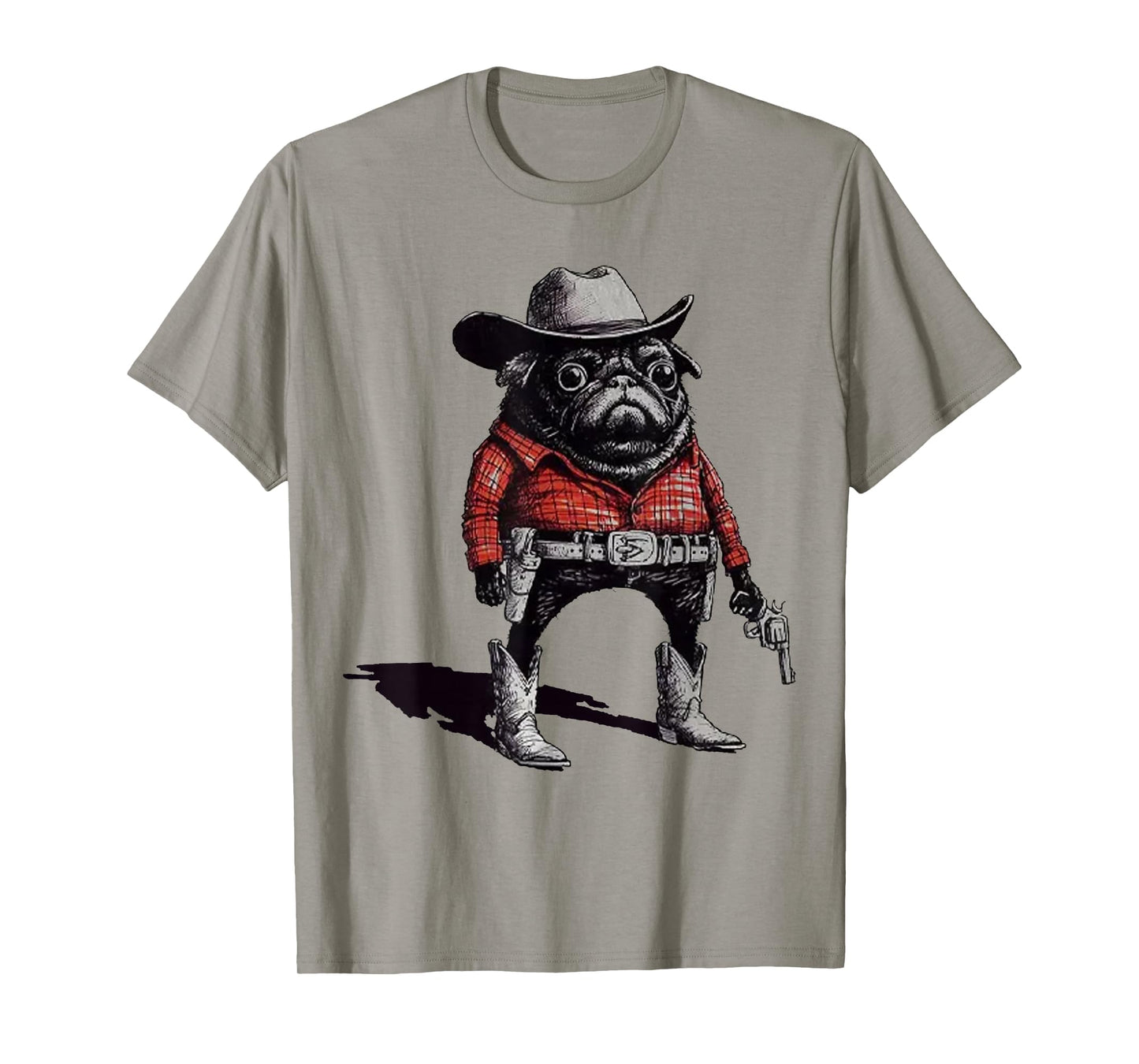 Retro Pug Funny Western Cowboy Dog Lover T-Shirt