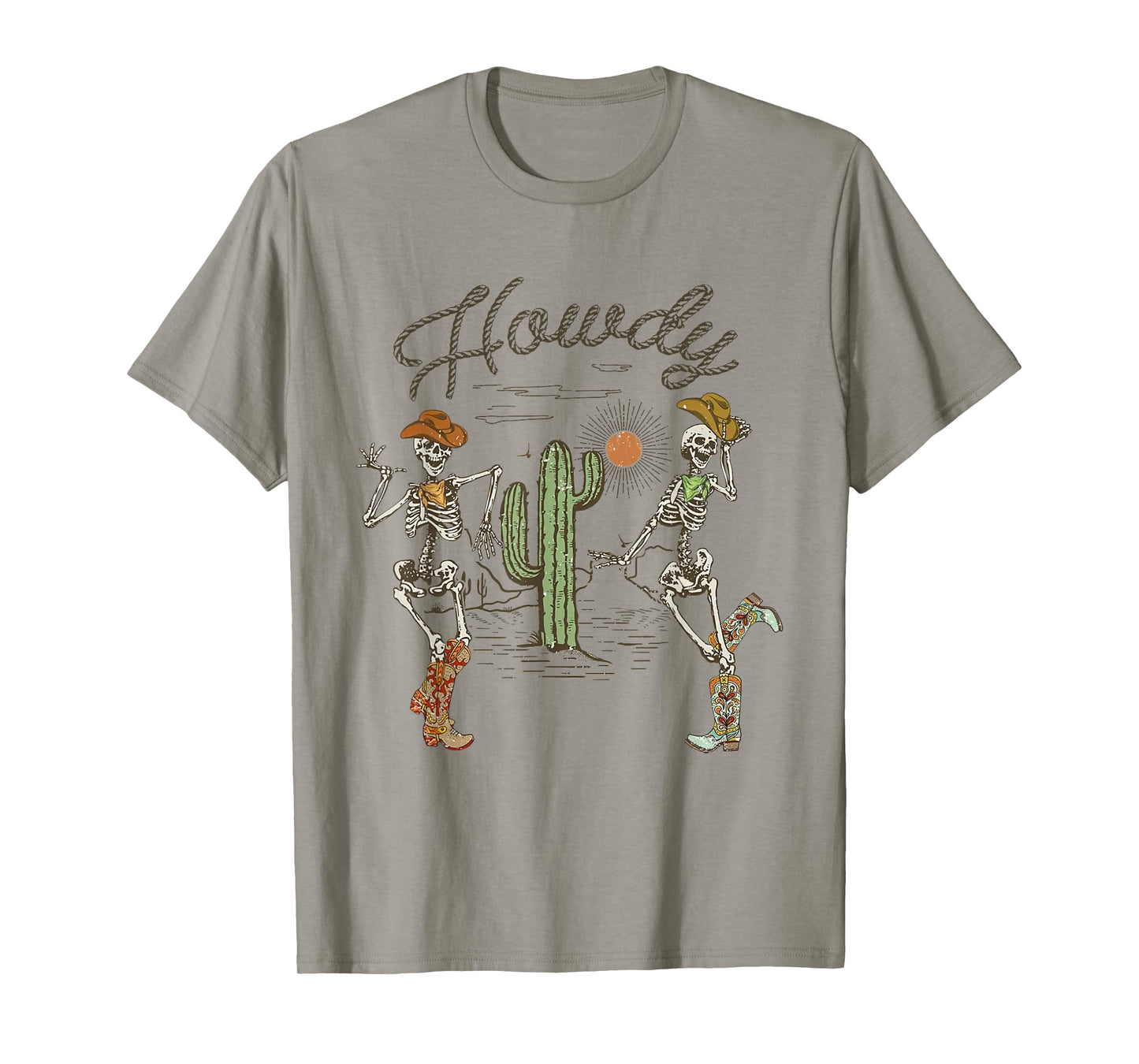 Skeleton Dancing Howdy Skeleton Cowboy Boots Hat T-Shirt