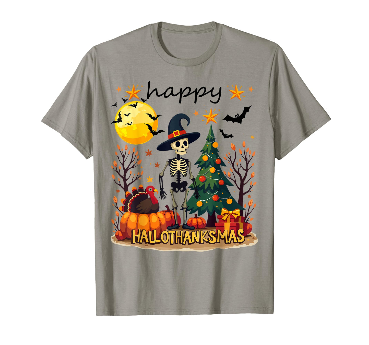Happy Hallothanksmas Funny Halloween Christmas T-Shirt