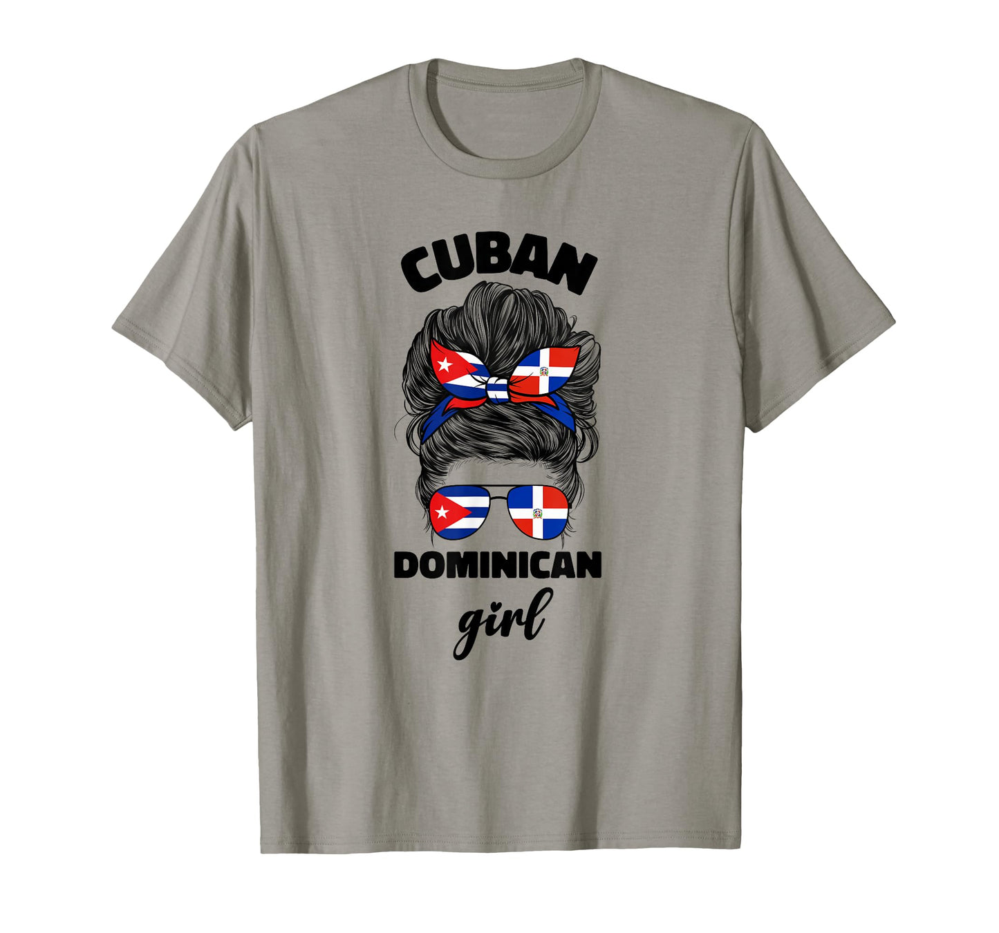 Half Dominican Republic And Cuban Cuba Flag Girl Women Mix T-Shirt