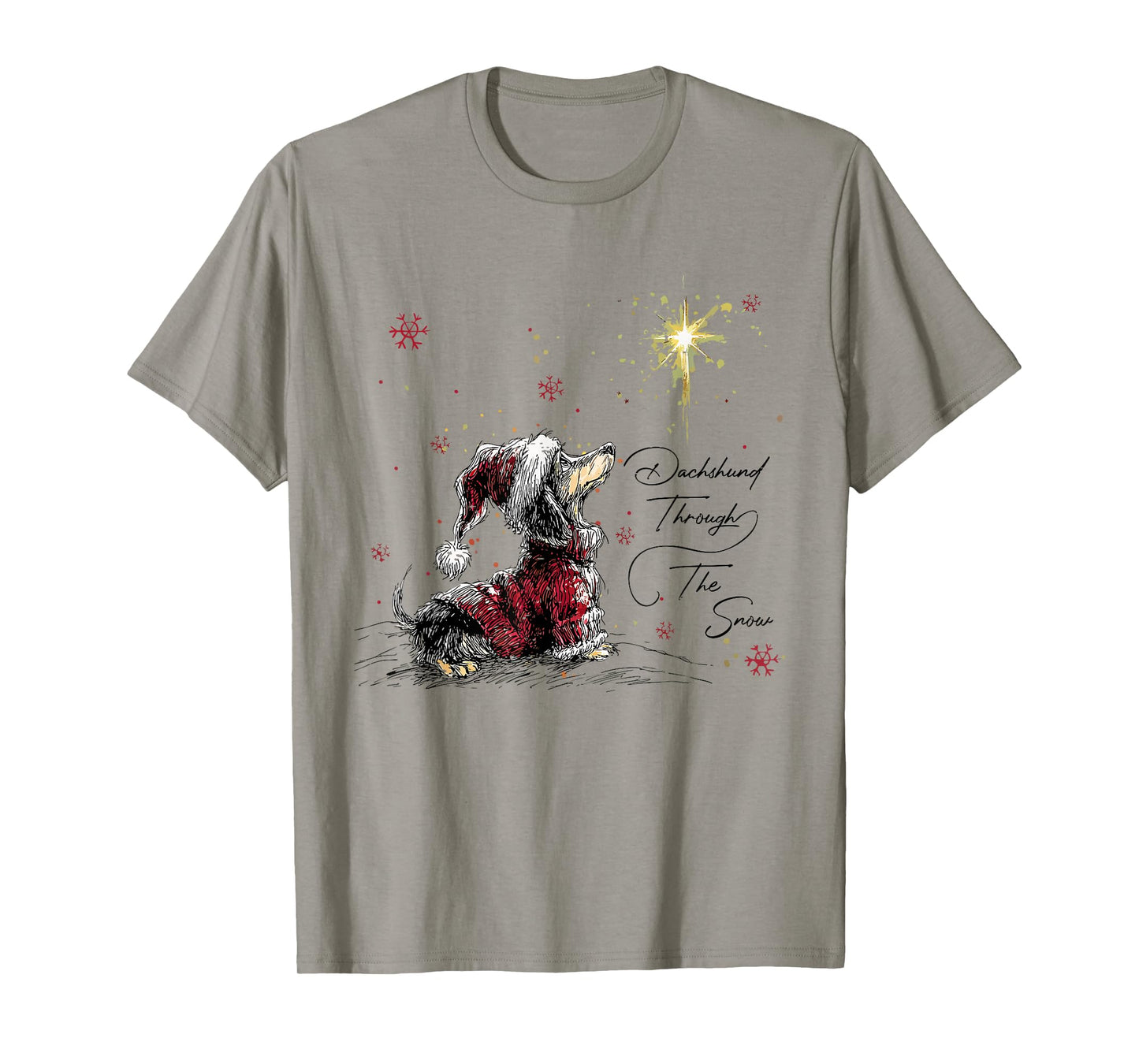 Funny Christmas Weiner Dog Lover Dachshund Through The Snow T-Shirt