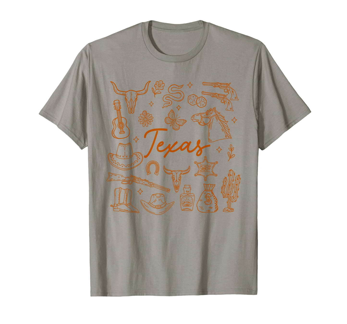 Texas Hometown Doodles Wild West Rodeo Cowboys Cowgirls T-Shirt