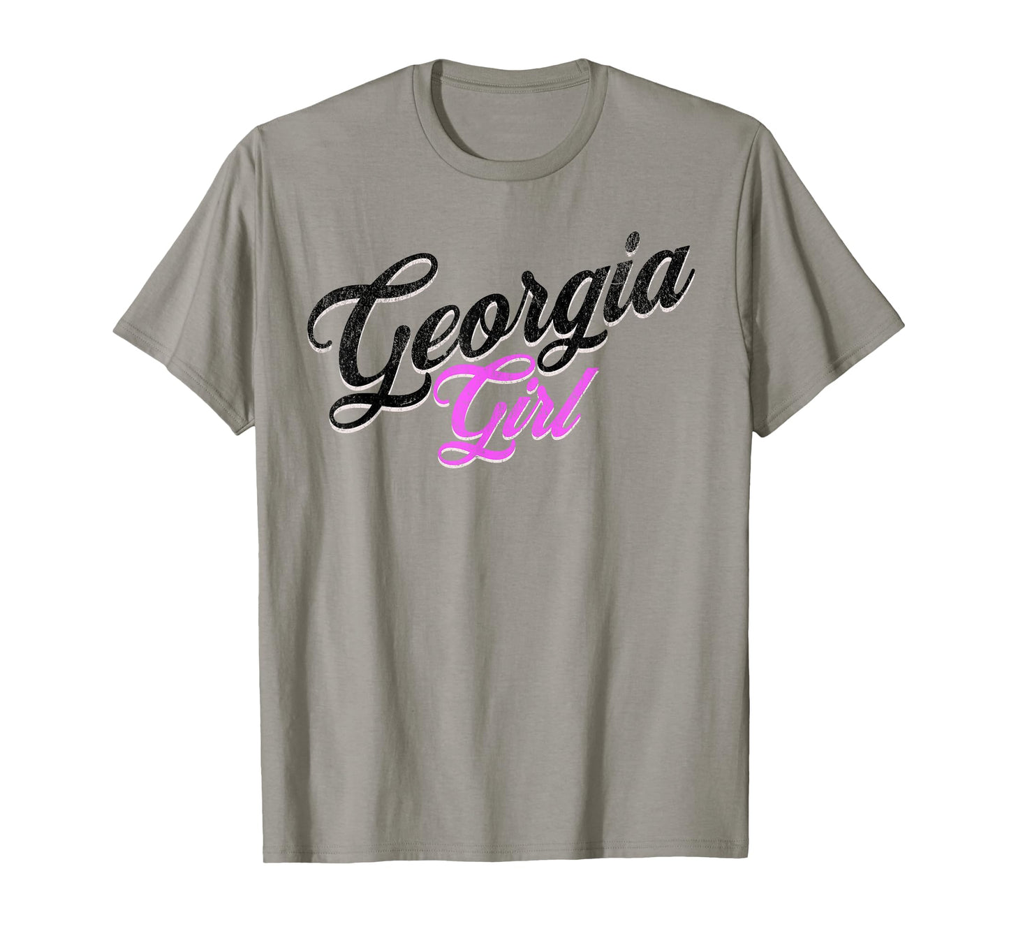 Georgia Girl - Woman and Girls Cute Distressed Pink Print T-Shirt