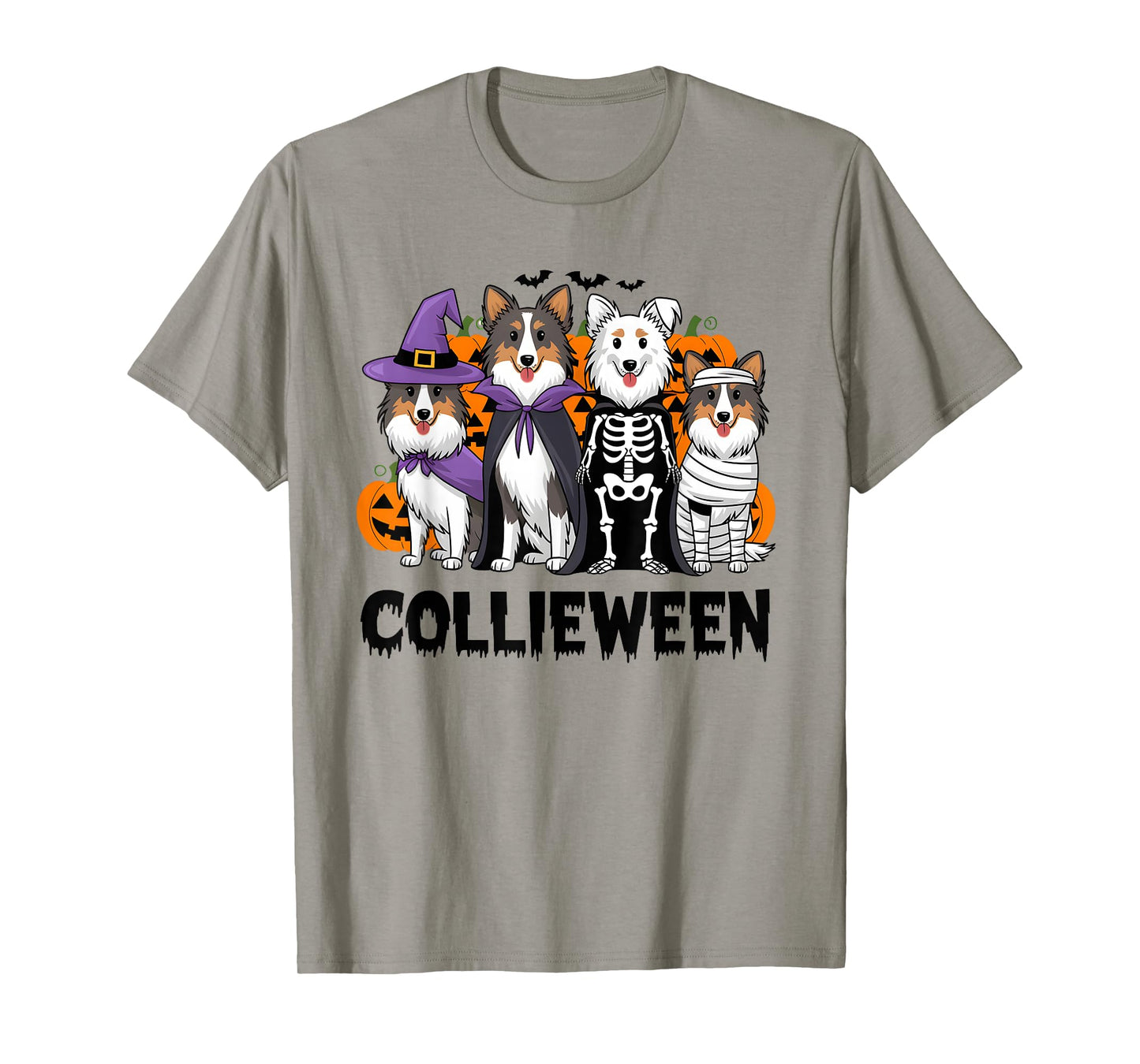 Funny Halloween Rough Collie Dog Lover Collieween Pumpkin T-Shirt