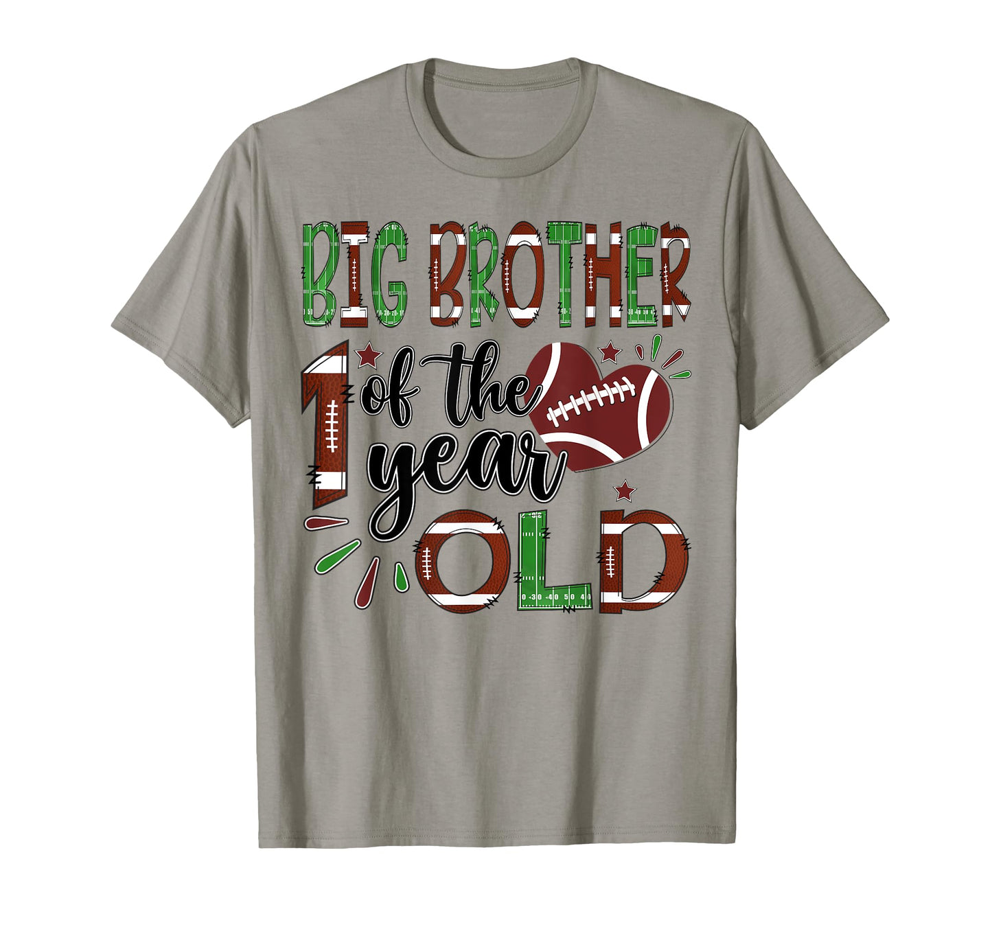 Big Brother Of The 1 Year Old Football 1St Year Down Bday T-Shirt