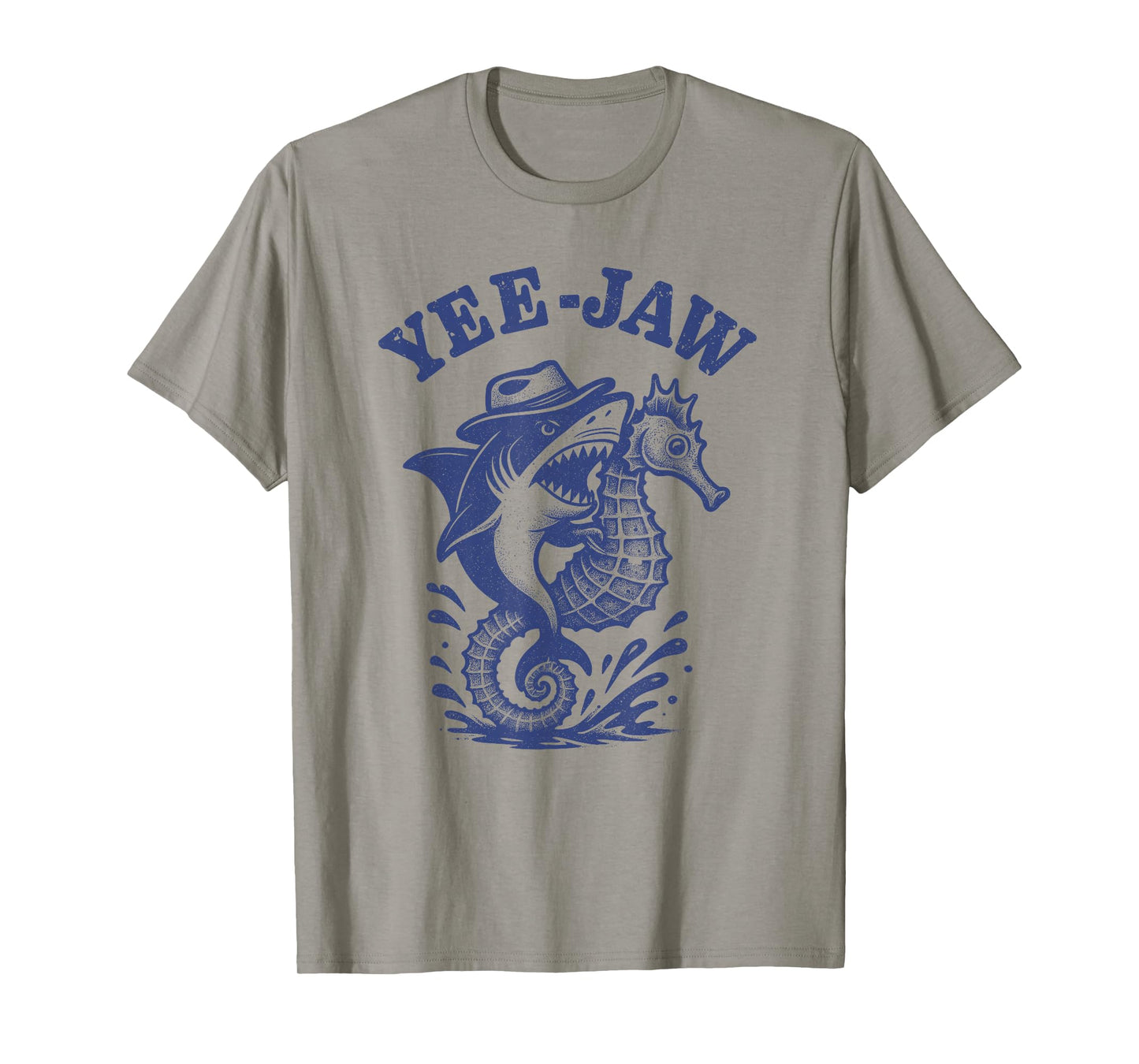 Yee Jaw Shark Cowboy Riding Seahorse Western Country Rodeo T-Shirt