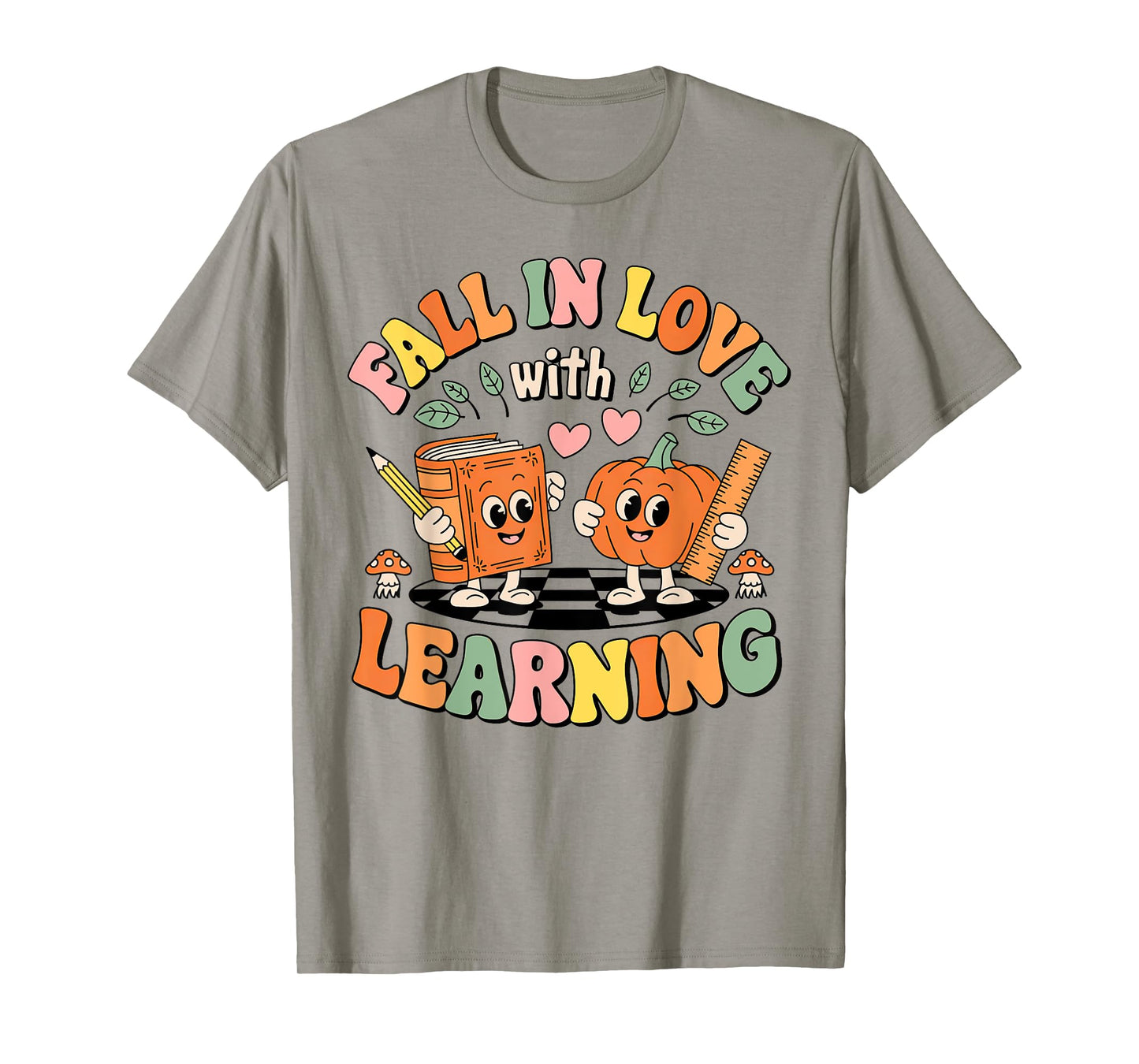 Fall In Love With Learning Retro Autumn Teacher Thanksgiving T-Shirt