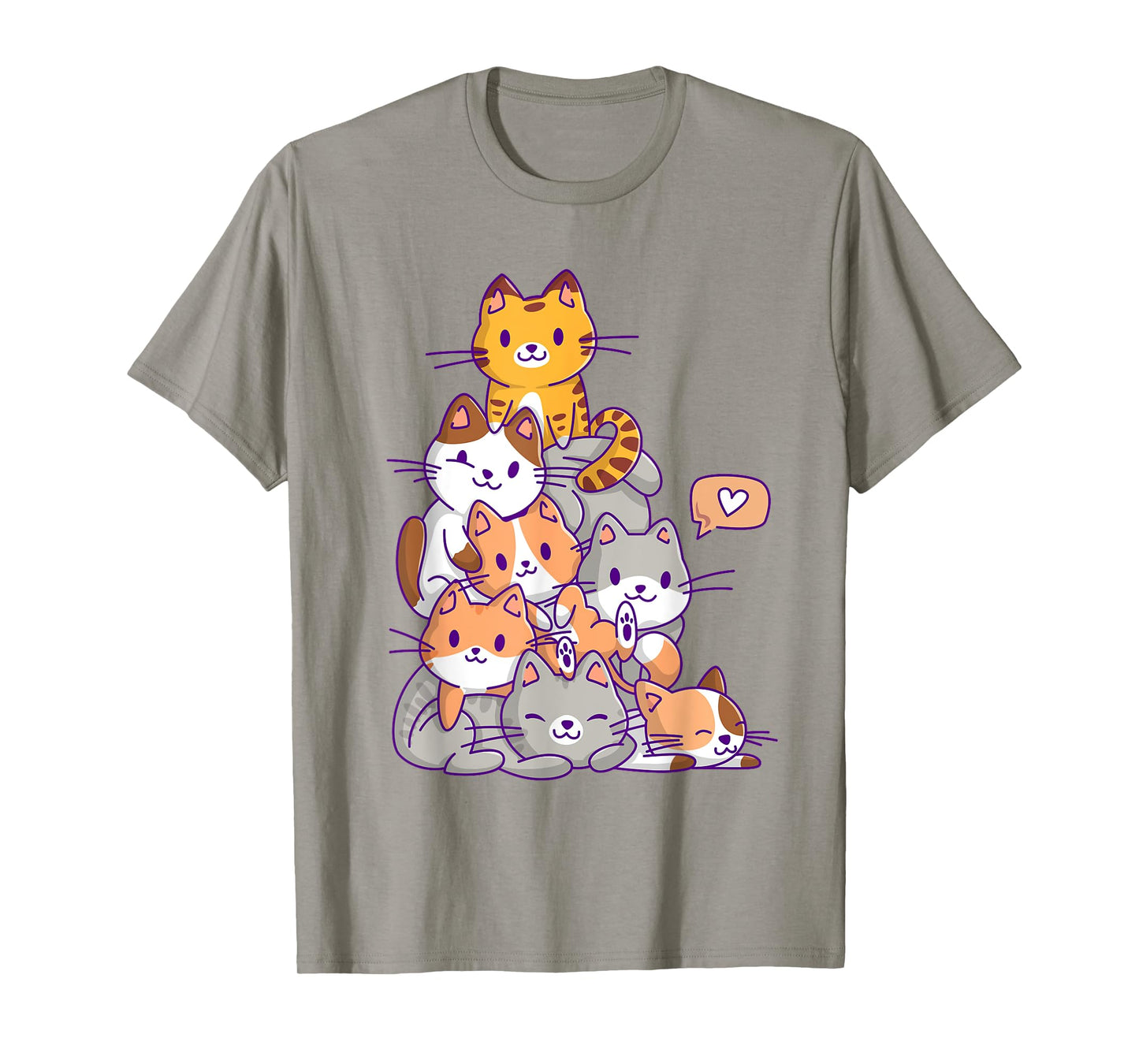 Cute Kawaii Cat Kitty Meowtain Cats Pile Chibi Women Girls T-Shirt