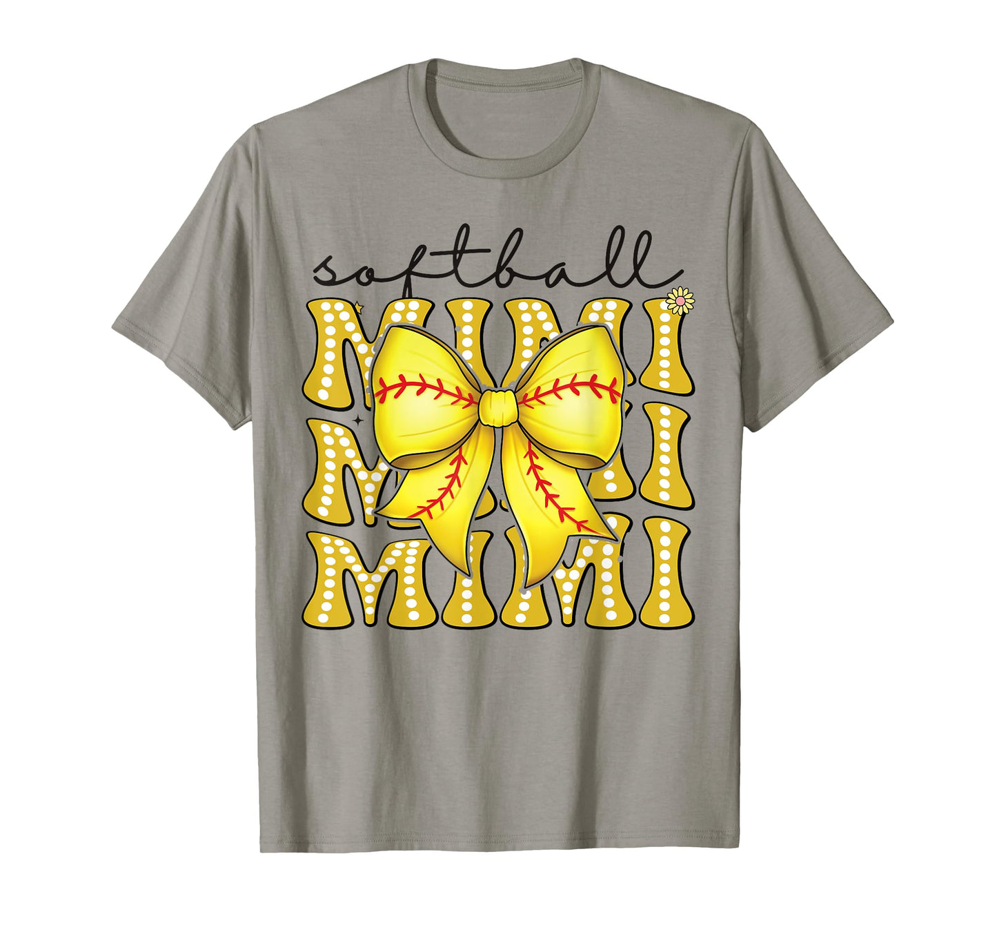 Softball Mimi Retro Softball Coquette Bow Groovy T-Shirt
