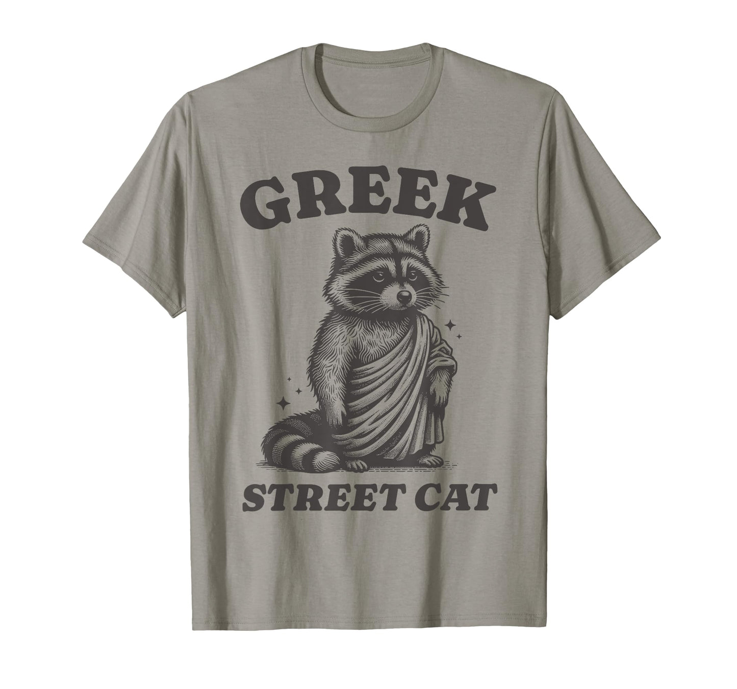 Greek Street Cat Greek Easter Funny Greek Toga Party Raccoon T-Shirt for Men Women Kids