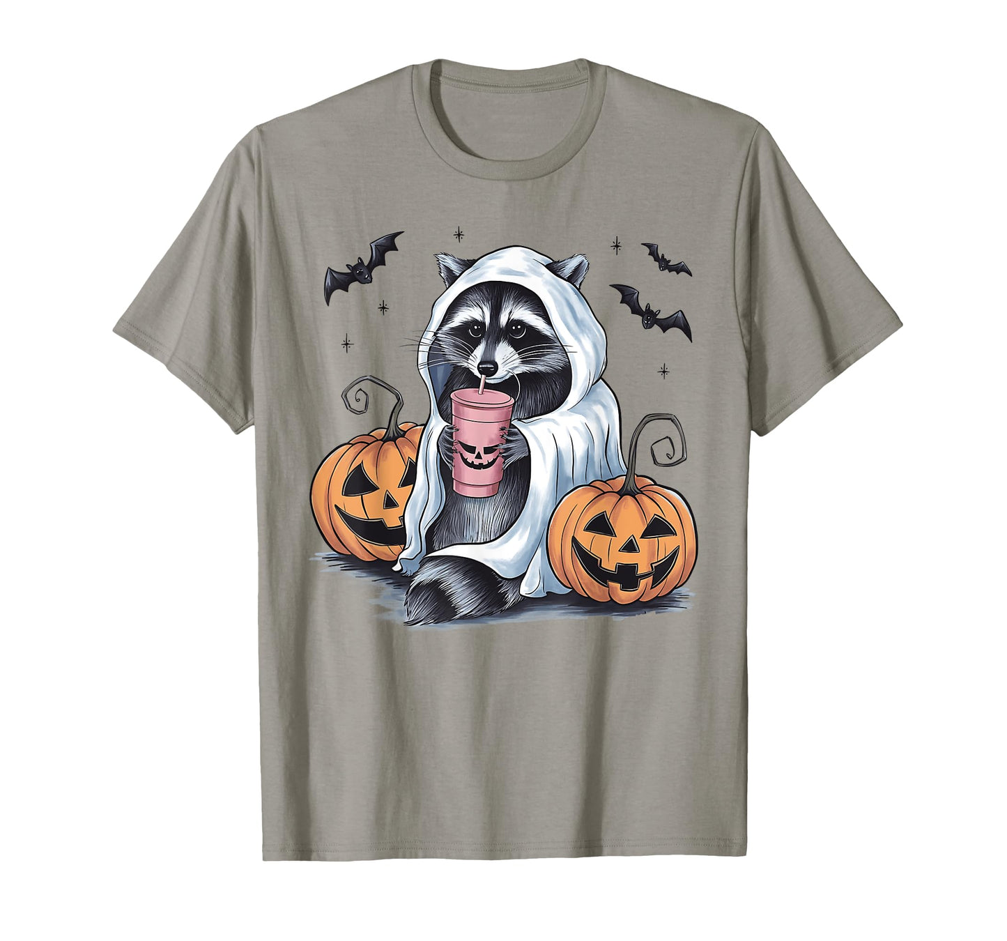 Cute Ghost Pumpkin Halloween Raccoon Costume Raccoon Lovers T-Shirt