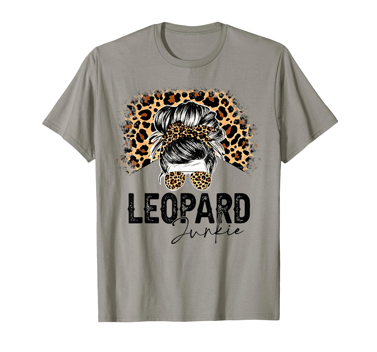 Messy Bun Leopard Junkie Sunglasses Hello Summer Mothers Day T-Shirt