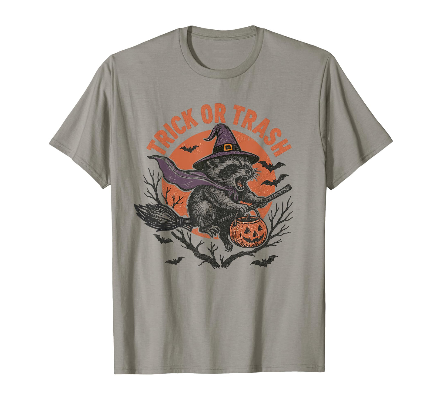Trick or Trash Funny Raccoon Halloween Vintage Ghost Costume T-Shirt