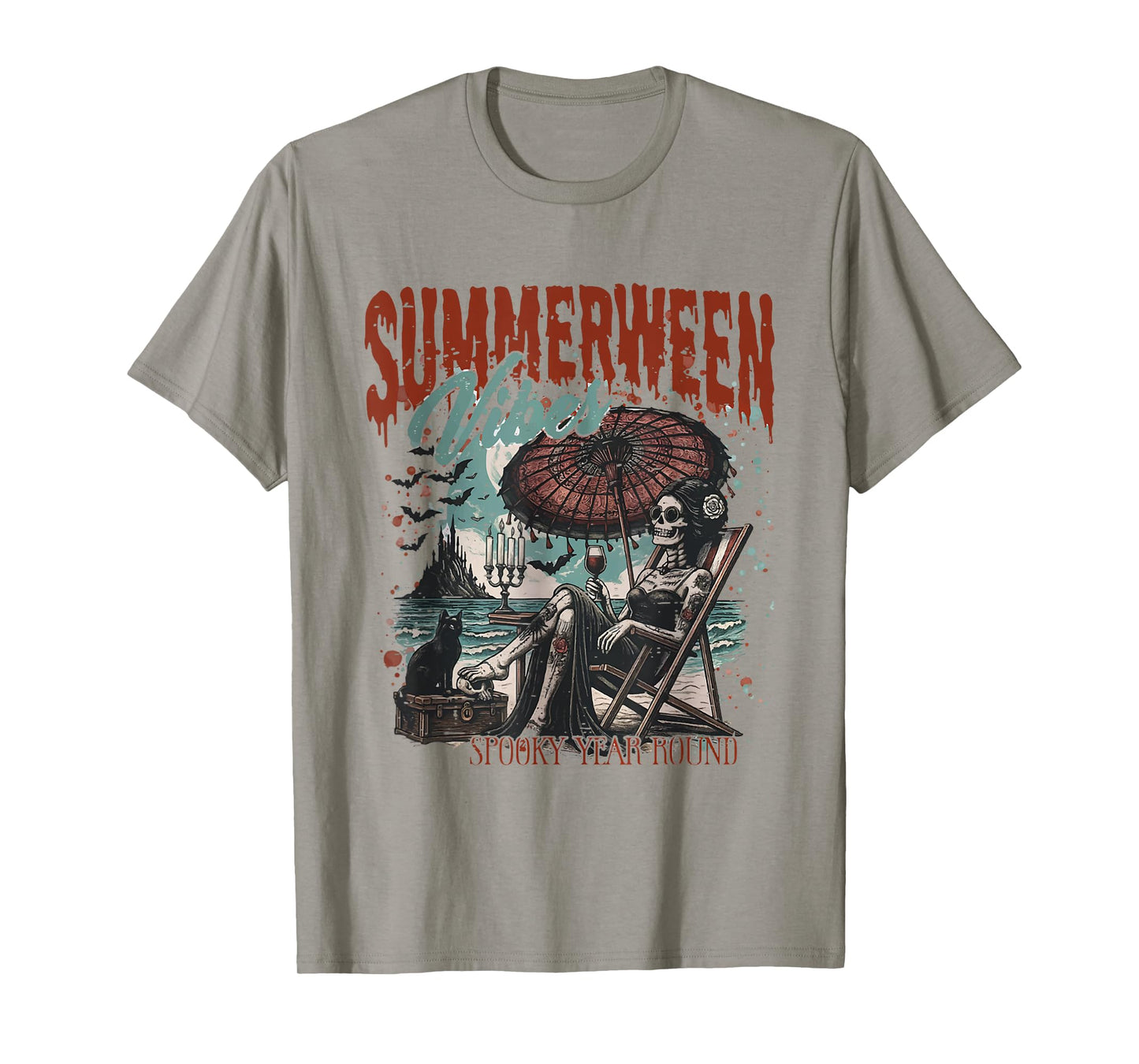 Summerween Vibes Spooky Year Round Horror Halloween Summer T-Shirt
