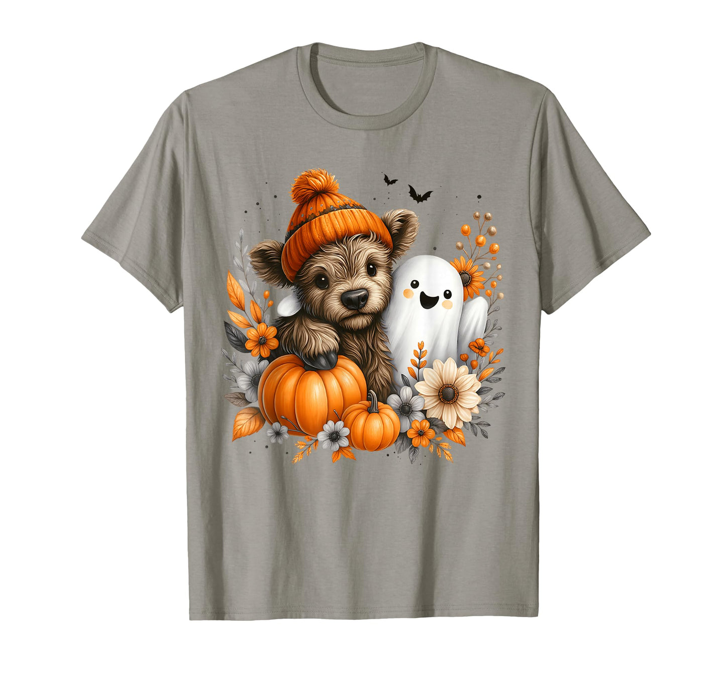 Thankful Heifer Highland Cow Ghost Thanksgiving Halloween T-Shirt