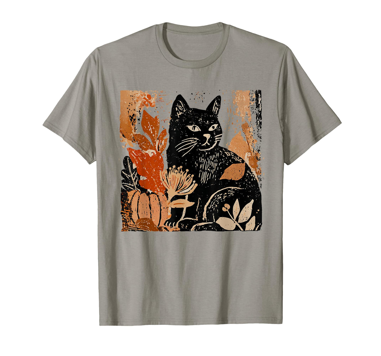 Retro Black Cat Pumpkin Fall Cute Halloween Cat Autumn T-Shirt