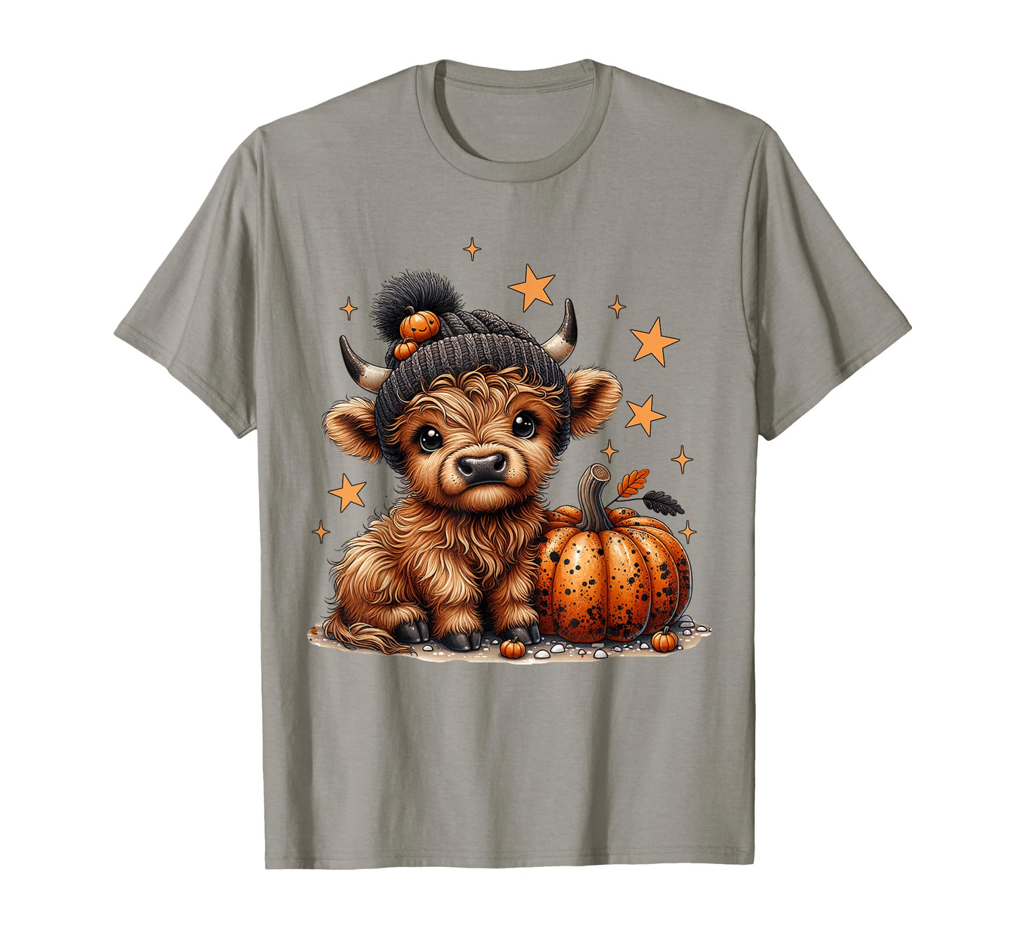 Moo Highland Cow Halloween Pumpkin Season Women Girls Kids T-Shirt