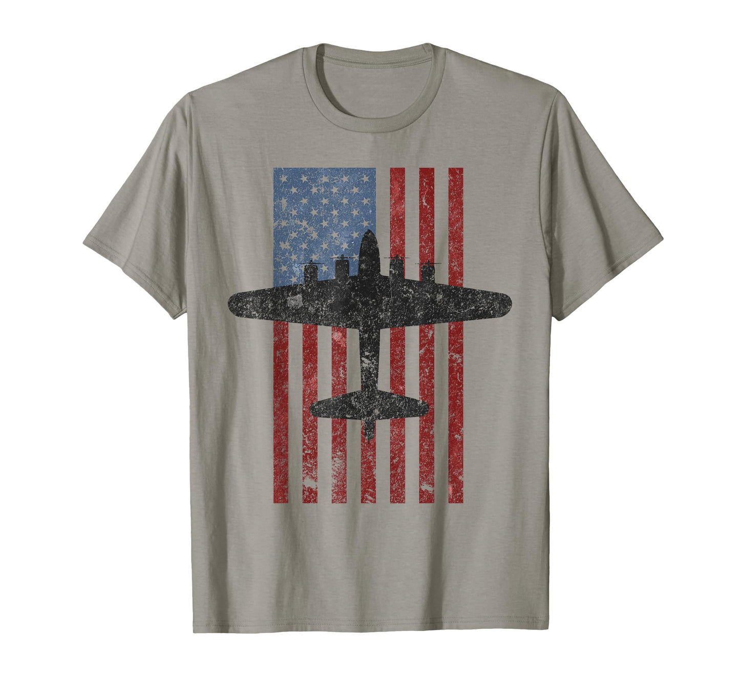 B-17 Flying Fortress WWII Bomber Vintage American Flag Tee T-Shirt
