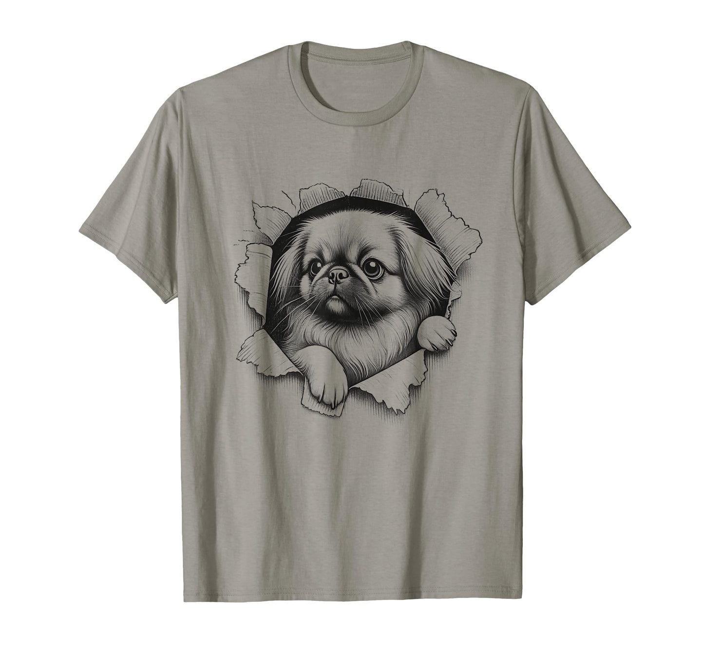 Funny Pekingese Peeking Dog Design Idea T-Shirt