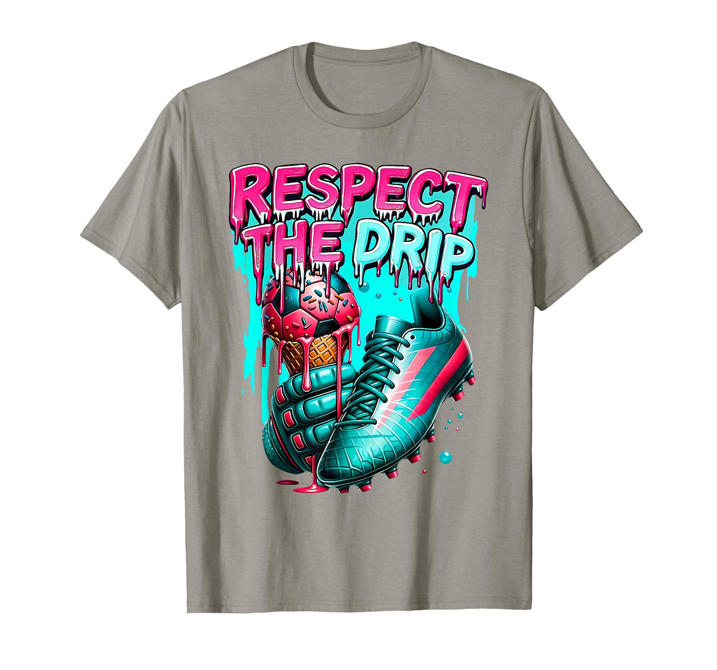 Respect The Drip Soccer Ice Cream Drip with Sprinkles T-Shirt