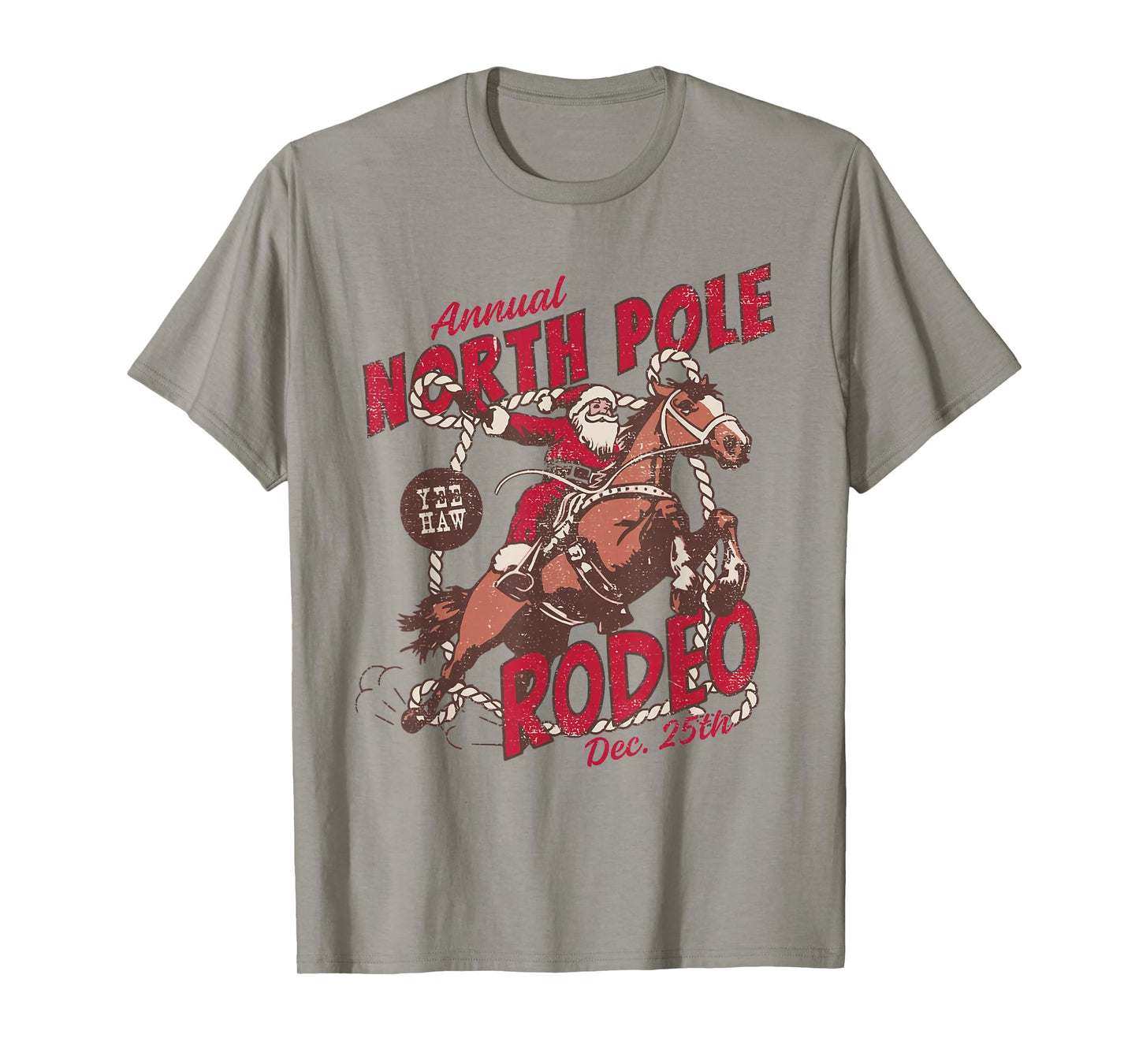 Vintage North Pole Rodeo Cowboy Santa Country Christmas T-Shirt