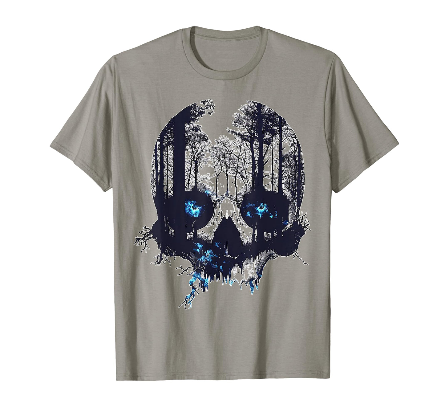 Skull Costume Halloween Spooky Blue Eyes Art Skull T-Shirt