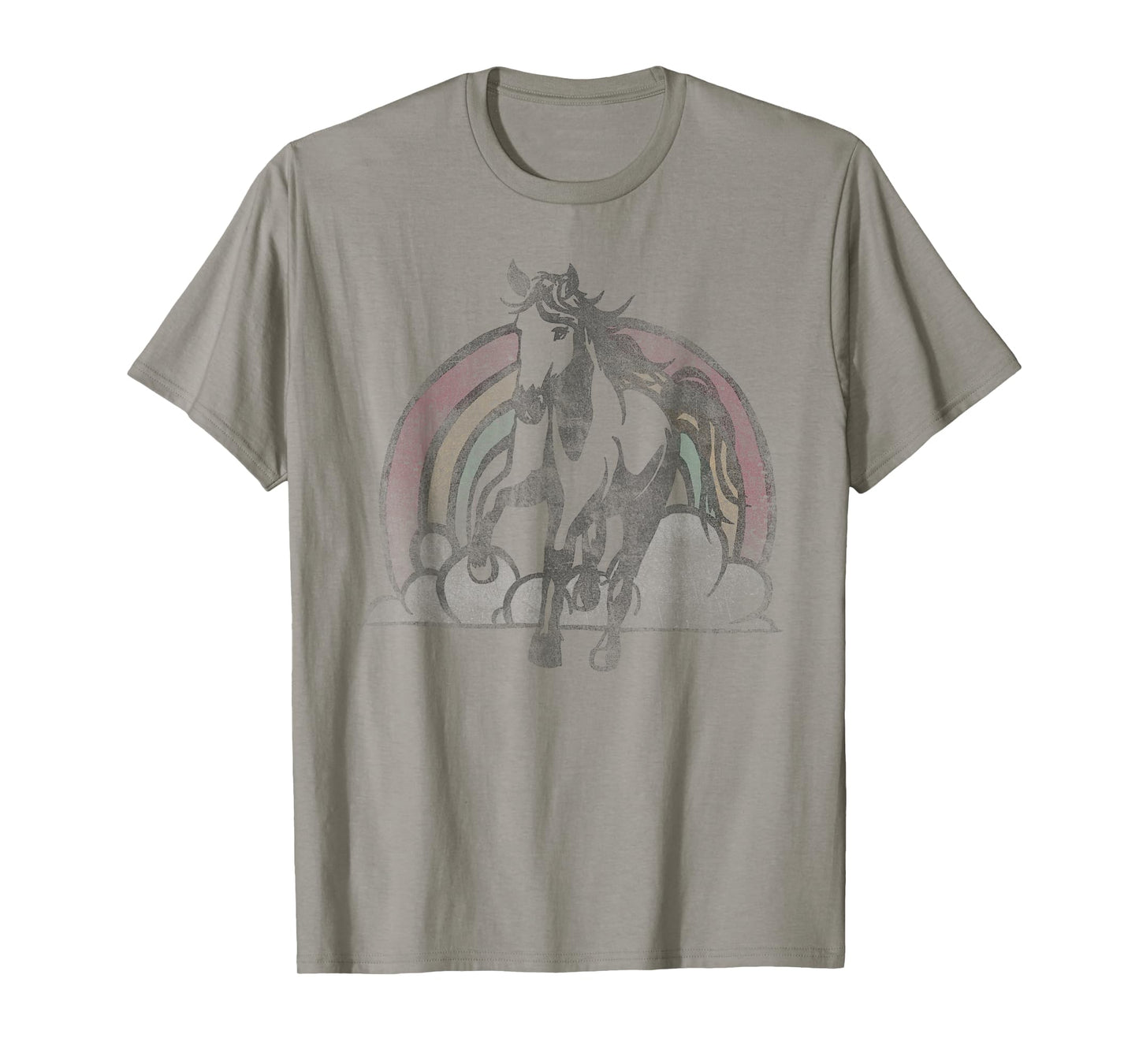 Retro Rainbow Horse Vintage Faded T-Shirt