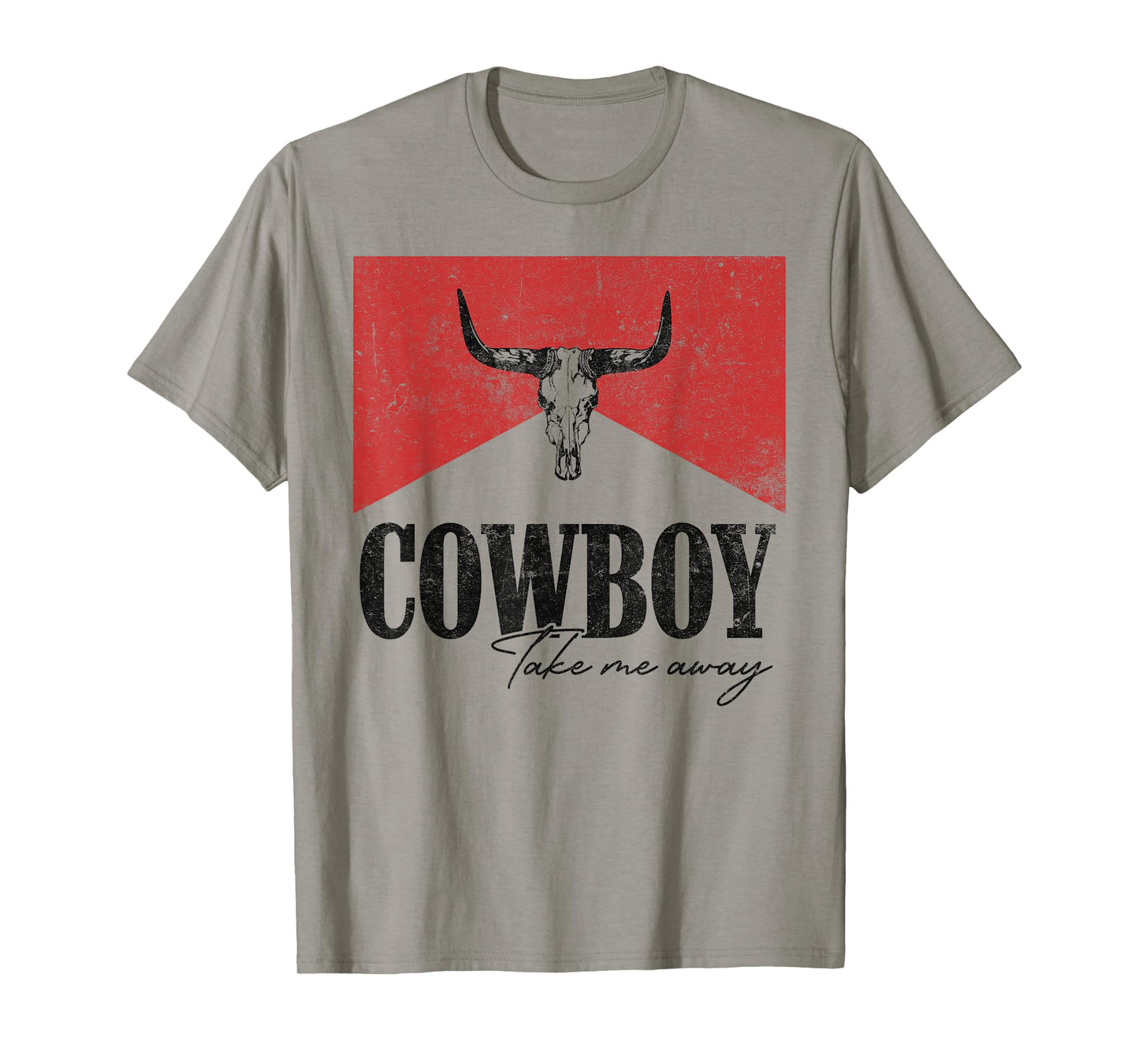 Vintage Leopard Bull Skull Cowboy Take Me Away T-Shirt