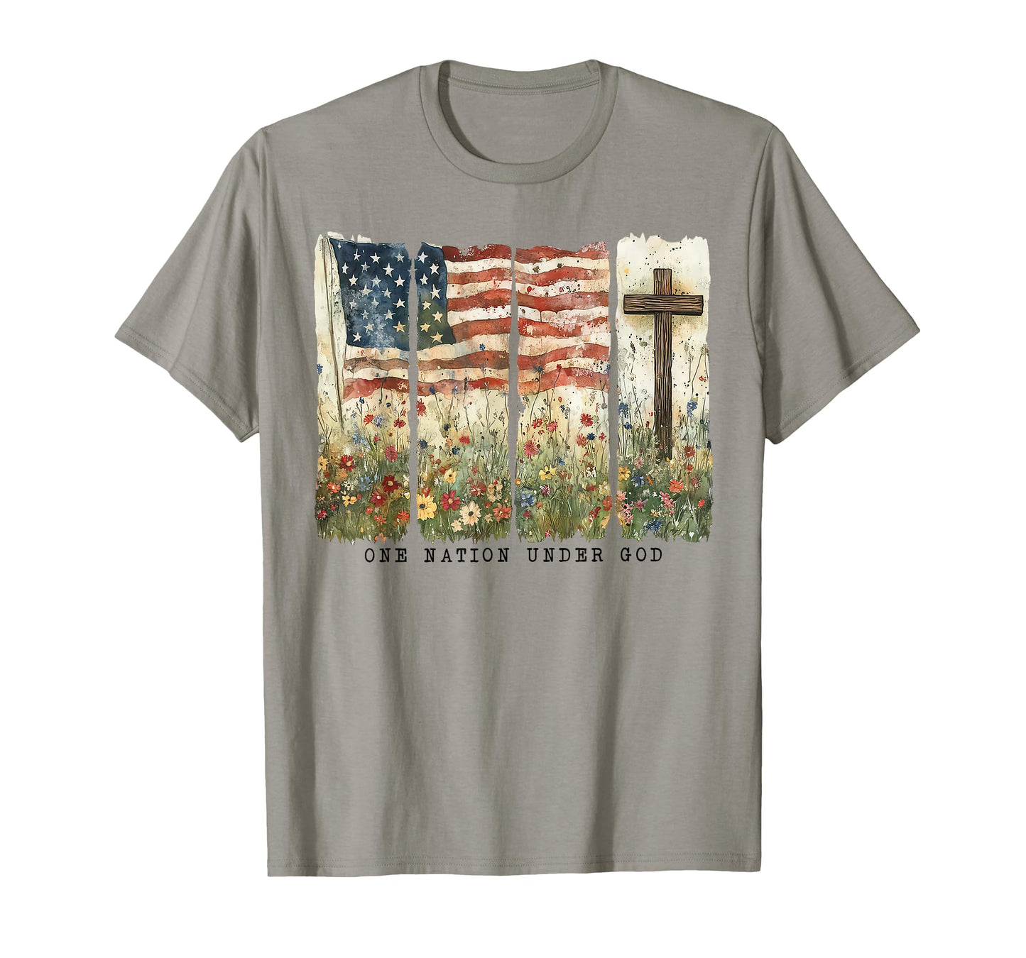 One Nation Under God Flag 4th Of July Patriotic Christian T-Shirt