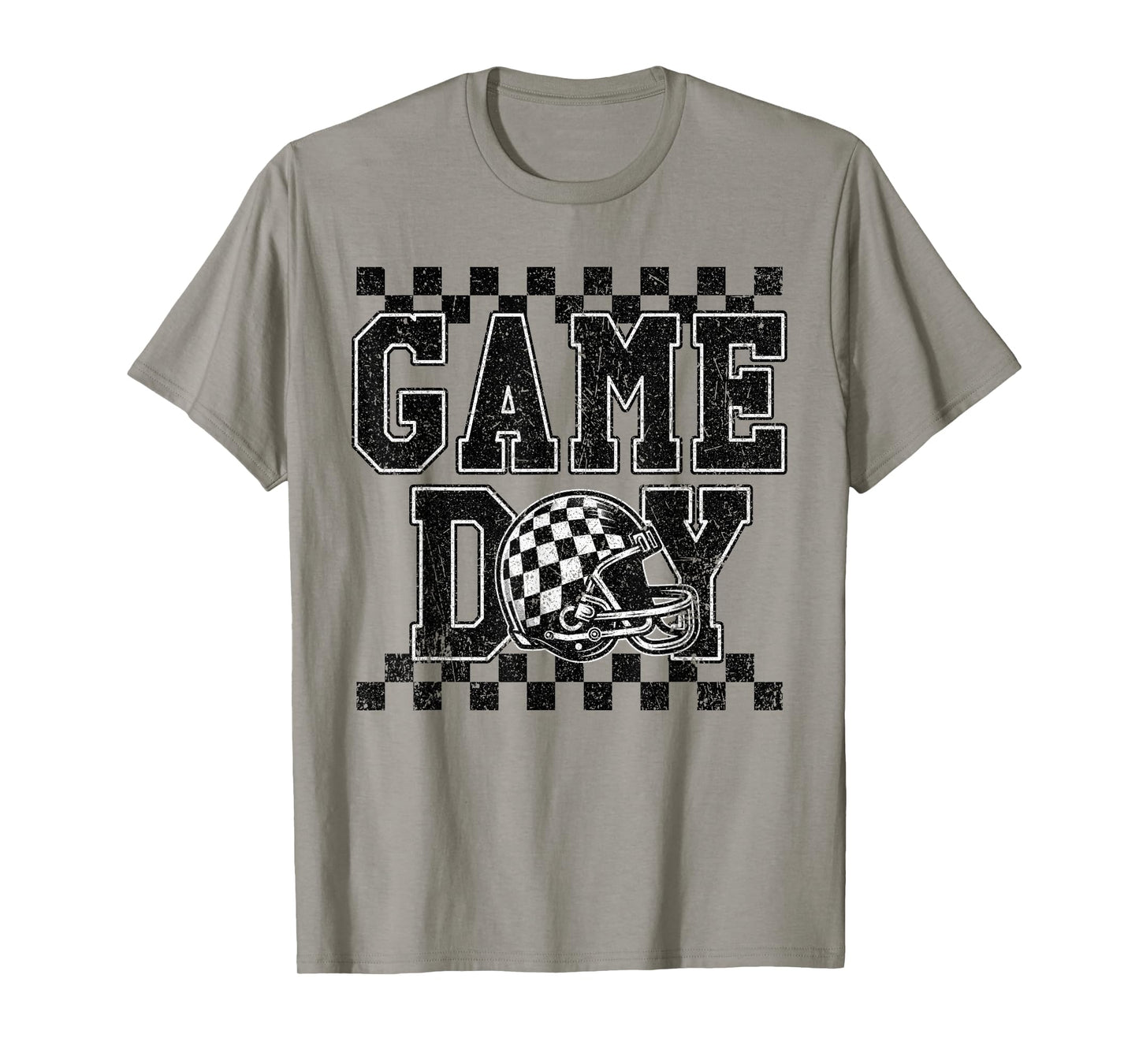 Retro Croquette Black White Checkered Football Game Day T-Shirt