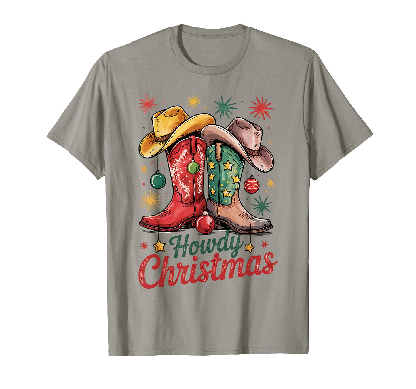 Howdy Christmas Xmas Cowboy Boots Western Cowgirl Rodeo T-Shirt